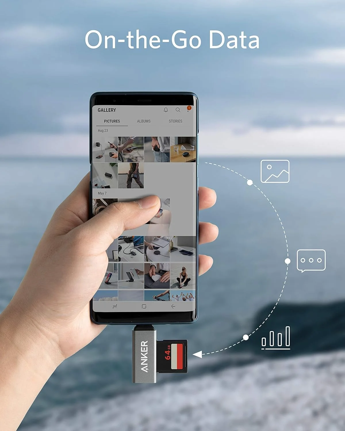 کارت خوان حافظه انکر مدل SD، آداپتور کارت خوان حافظه USB C دو در یک (بسته 2 عددی)، انتقال داده با سرعت بالا