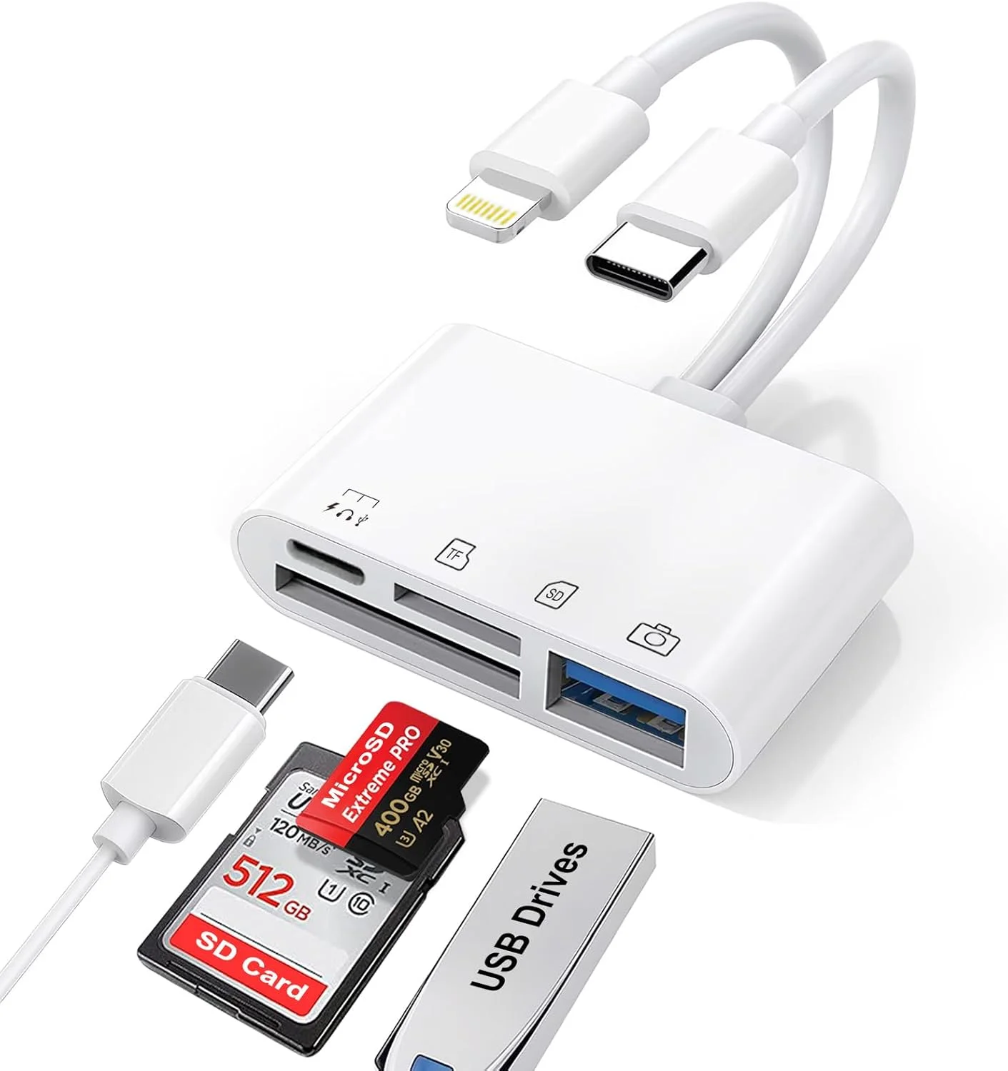 کارت خوان SD برای آیفون، آیپد، اندروید، آداپتور USB C و لایتنینگ به کارت SD/MicroSD با پورت شارژ سریع، کارت خوان حافظه برای آداپتور دوربین، پشتیبانی از SD، Micro SD، USB 3.0، بدون نیاز به برنامه کارت خوان SD برای آیفون، آیپد، اندروید، آداپتور USB C و لایتنینگ به کارت SD/MicroSD با پورت شارژ سریع، کارت خوان حافظه برای آداپتور دوربین، پشتیبانی از SD، Micro SD، USB 3.0، بدون نیاز به برنامه