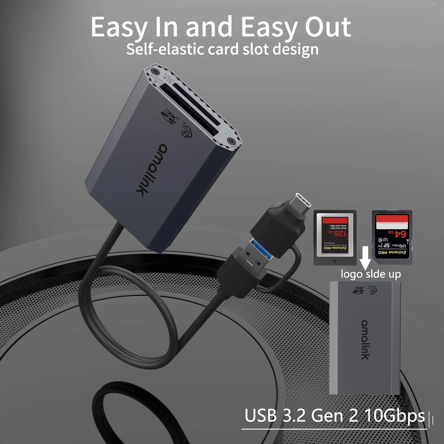 کارت خوان CFexpress Type B/SD USB 3.2 Gen 2 - آداپتور دو اسلاته با کانکتورهای USB-A و USB-C برای کارت های حافظه CFexpress Type B و SD4.0 UHS-II.