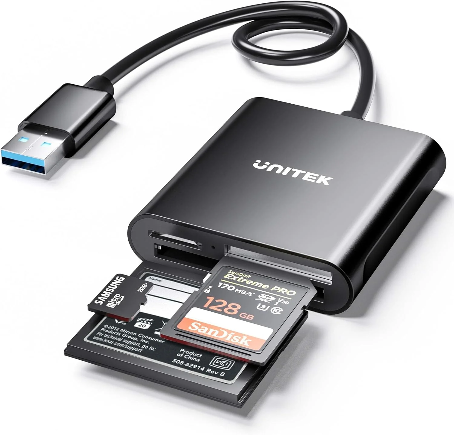 کارت خوان USB، کارت خوان کامپکت 3 اسلاته USB 3.0 UNITEK، قابلیت خواندن 3 کارت به طور همزمان، آداپتور کارت SD Micro SD CF آلومینیومی کارت خوان USB، کارت خوان کامپکت 3 اسلاته USB 3.0 UNITEK، قابلیت خواندن 3 کارت به طور همزمان، آداپتور کارت SD Micro SD CF آلومینیومی