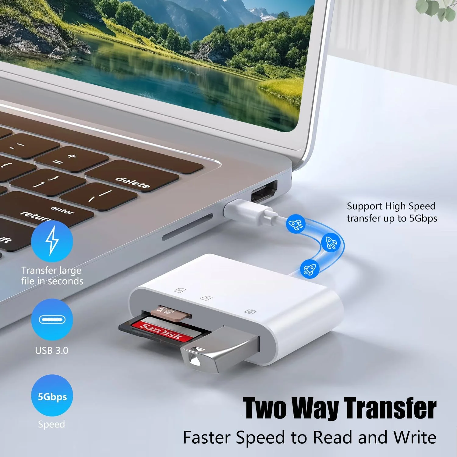 کارت خوان حافظه USB C SD برای آیفون 15/16، آیپد/مک، کارت خوان حافظه 3 اسلات، آداپتور کارت حافظه USB-C/Type C برای مک بوک پرو/ایر/مینی لپ تاپ اندروید، گلکسی، MicroSD/SD و سایر دستگاه های USBC Typec کارت خوان حافظه USB C SD برای آیفون 15/16، آیپد/مک، کارت خوان حافظه 3 اسلات، آداپتور کارت حافظه USB-C/Type C برای مک بوک پرو/ایر/مینی لپ تاپ اندروید، گلکسی، MicroSD/SD و سایر دستگاه های USBC Typec
