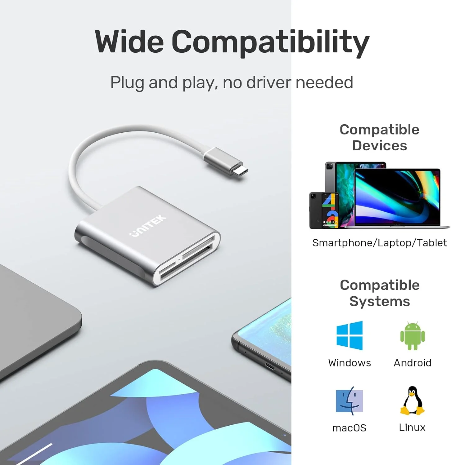 کارت خوان حافظه USB C Unitek، کارت خوان حافظه فلش آلومینیومی 3 اسلات USB 3.0 Type-C برای دستگاه USB C، پشتیبانی از کارت حافظه فشرده و کارت CompactFlash حرفه ای Lexar - خاکستری کارت خوان حافظه USB C Unitek، کارت خوان حافظه فلش آلومینیومی 3 اسلات USB 3.0 Type-C برای دستگاه USB C، پشتیبانی از کارت حافظه فشرده و کارت CompactFlash حرفه ای Lexar - خاکستری