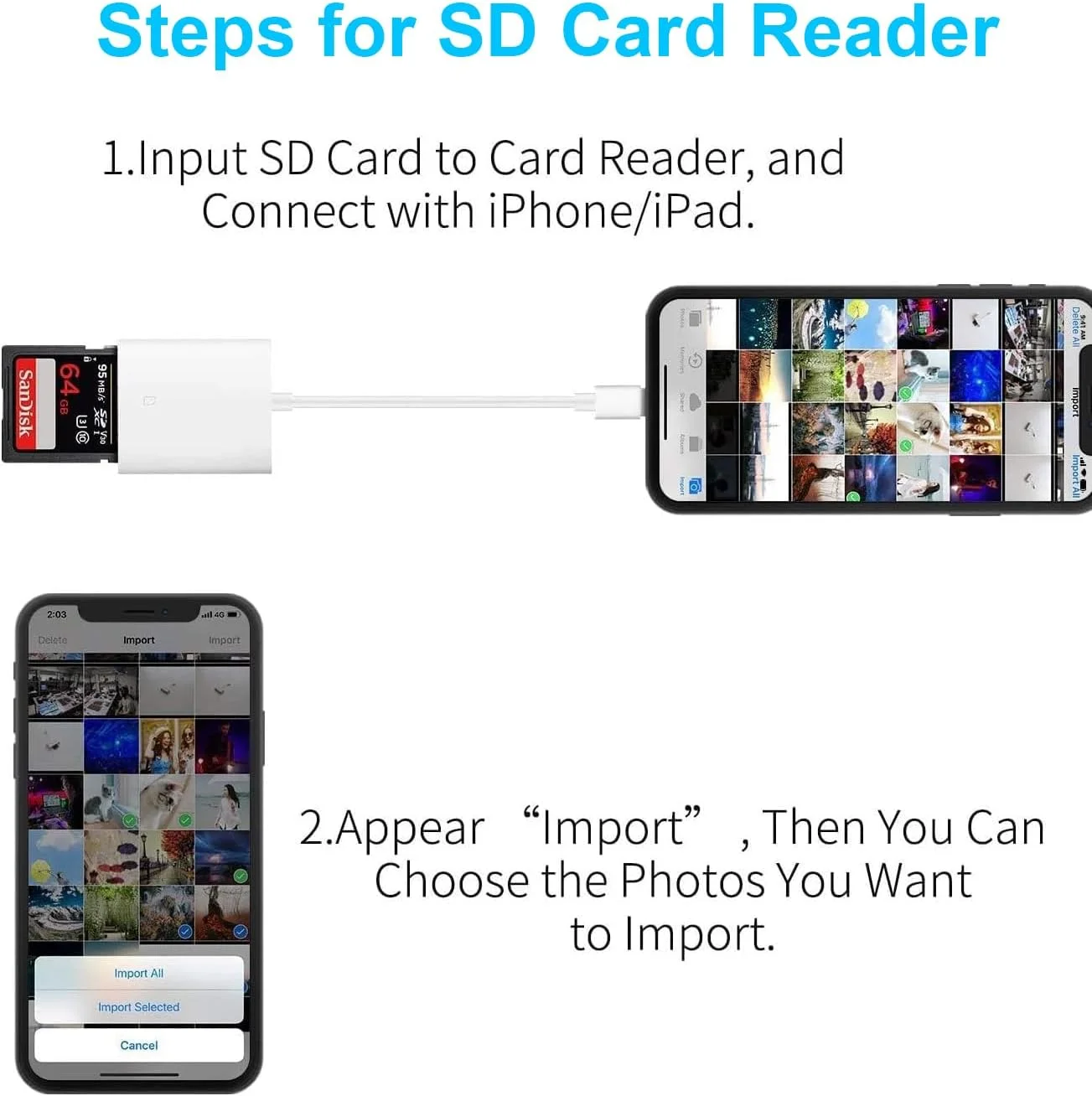 تبدیل USB-C به کارت خوان SD برای آیفون 16 و 15، آداپتور کارت خوان حافظه دوگانه USB Type-C به SD و TF، نمایشگر دوربین رم خور Type-C برای آیفون/آیپد/مک بوک/اندروید با انتقال سریع تبدیل USB-C به کارت خوان SD برای آیفون 16 و 15، آداپتور کارت خوان حافظه دوگانه USB Type-C به SD و TF، نمایشگر دوربین رم خور Type-C برای آیفون/آیپد/مک بوک/اندروید با انتقال سریع