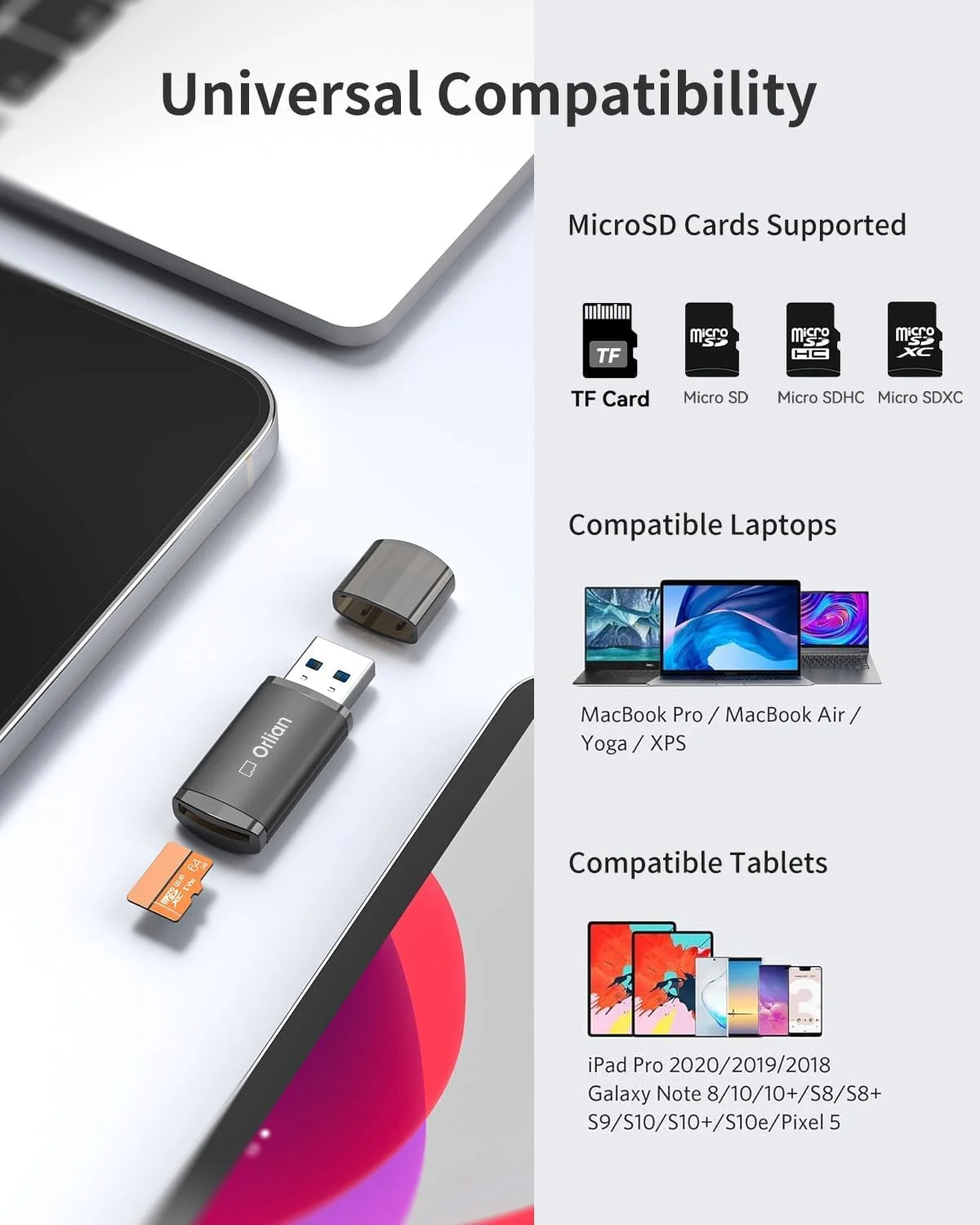 پک 5 عددی کارت خوان میکرو SD با پورت USB 3.0، آداپتور کارت SD با سرعت 5 گیگابیت بر ثانیه، سازگار با ویندوز، مک بوک پرو/ایر، آیفون 15 پرو/مکس، اندروید و غیره، مشکی (کارت میکرو SD شامل نمی شود) پک 5 عددی کارت خوان میکرو SD با پورت USB 3.0، آداپتور کارت SD با سرعت 5 گیگابیت بر ثانیه، سازگار با ویندوز، مک بوک پرو/ایر، آیفون 15 پرو/مکس، اندروید و غیره، مشکی (کارت میکرو SD شامل نمی شود)