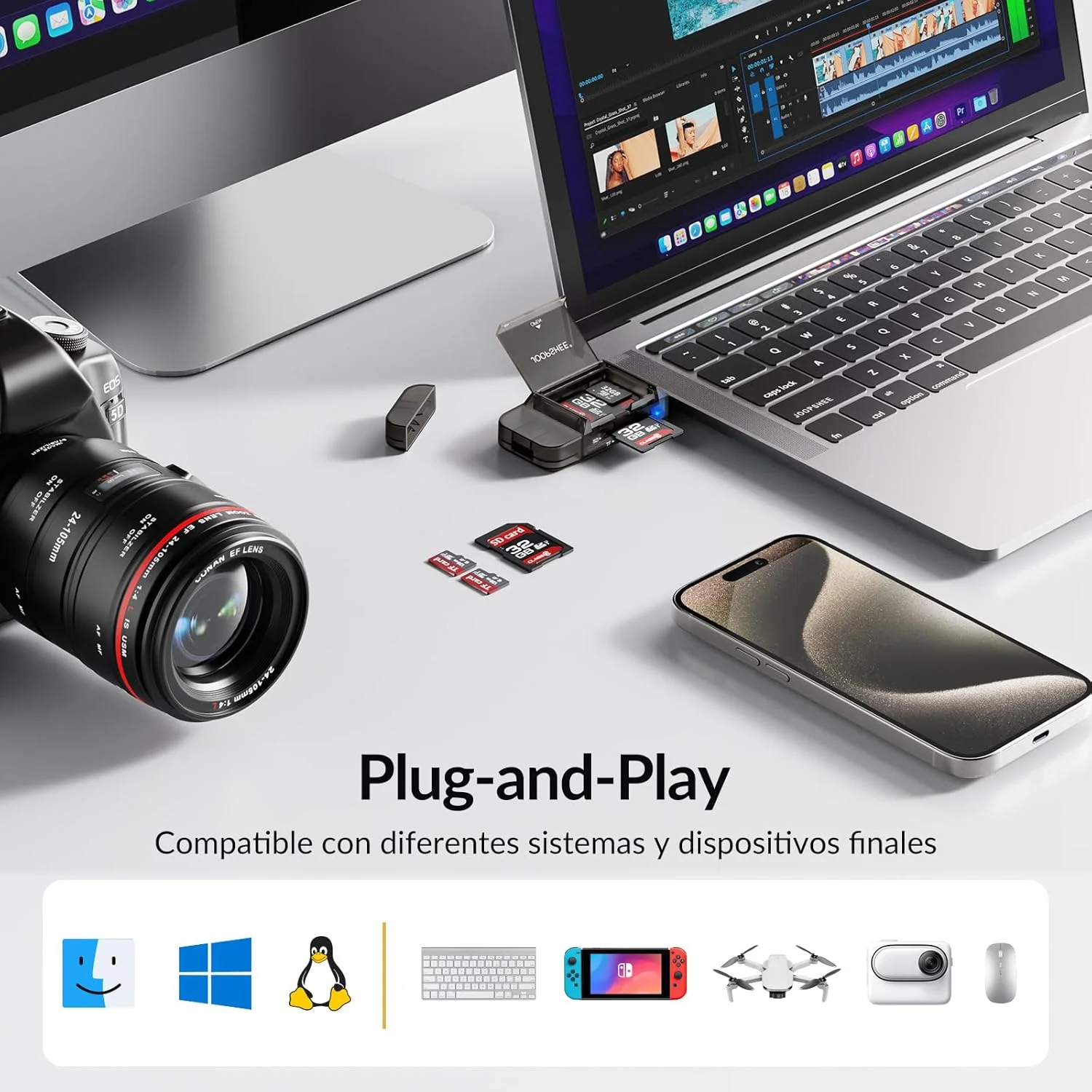 آداپتور کارت خوان 6 در 1 SD/TF با پورت USB A و Type C و اسلات های USB 3.0 برای کارت های حافظه Micro SD/SDHC/SDXC/MMC، سازگار با کامپیوتر، مک بوک، کروم بوک، تلفن اندروید، آی-فون آداپتور کارت خوان 6 در 1 SD/TF با پورت USB A و Type C و اسلات های USB 3.0 برای کارت های حافظه Micro SD/SDHC/SDXC/MMC، سازگار با کامپیوتر، مک بوک، کروم بوک، تلفن اندروید، آی-فون