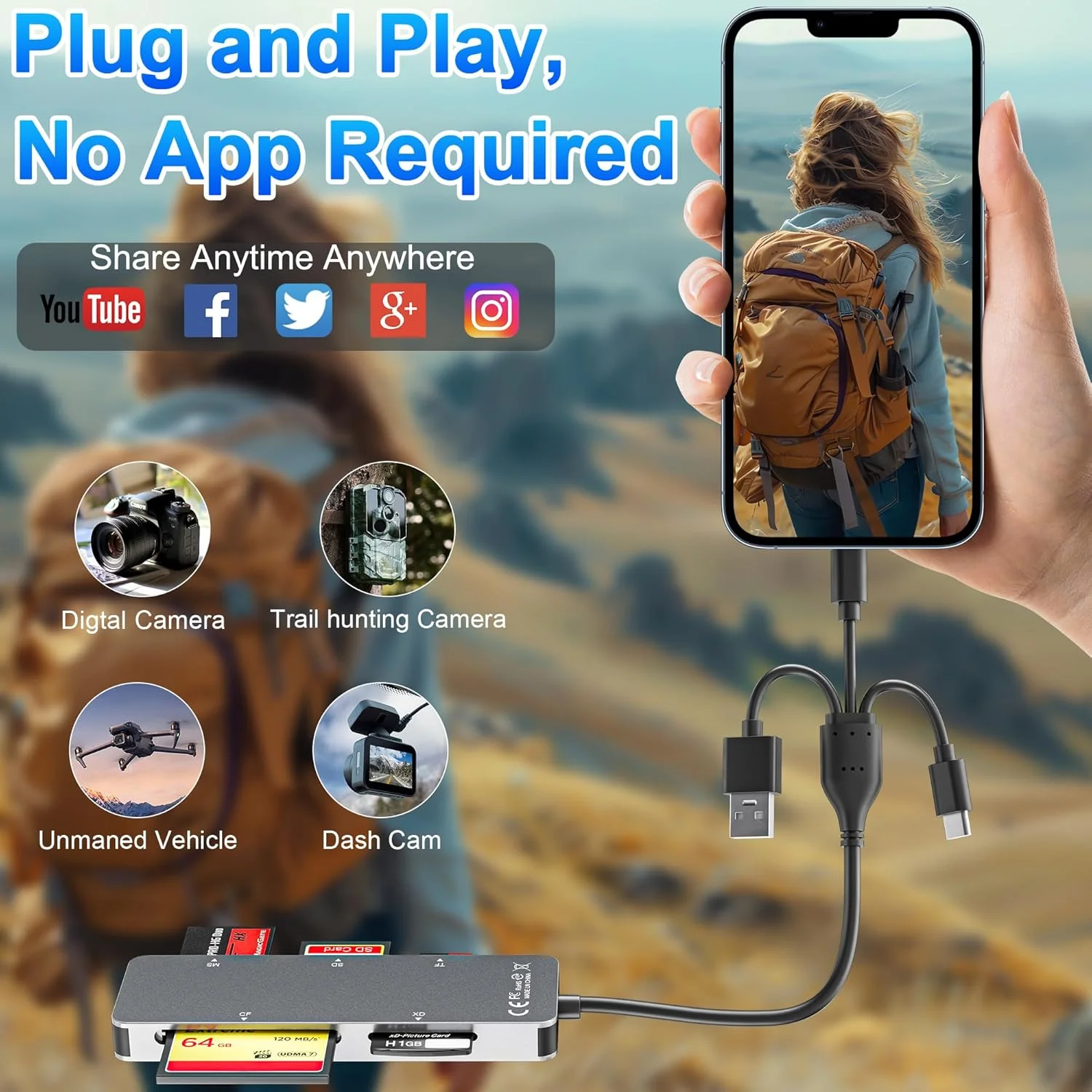 آداپتور مموری استیک پرو Duo، کارت خوان 5 در 1 مموری استیک پرو Duo با رابط سه گانه (لایتنینگ/USB-C/USB-A) برای کارت های SD/TF/CF/MS/XD، طراحی آلومینیومی قابل حمل برای آیفون، آیپد، PC، مک آداپتور مموری استیک پرو Duo، کارت خوان 5 در 1 مموری استیک پرو Duo با رابط سه گانه (لایتنینگ/USB-C/USB-A) برای کارت های SD/TF/CF/MS/XD، طراحی آلومینیومی قابل حمل برای آیفون، آیپد، PC، مک