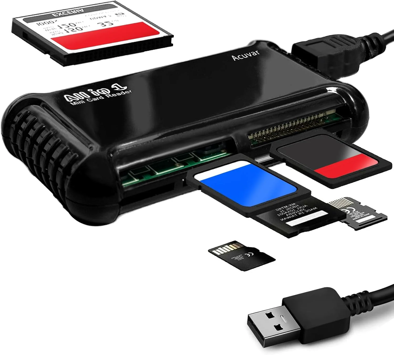 کارت خوان حافظه USB همه کاره Acuvar با سرعت فوق العاده بالا - کارت خوان SD، کارت CF، کارت خوان XD، کارت خوان Micro SD، Memory Stick Pro Duo، کارت خوان USB، Compact Flash، آداپتور چندگانه کارت خوان حافظه USB همه کاره Acuvar با سرعت فوق العاده بالا - کارت خوان SD، کارت CF، کارت خوان XD، کارت خوان Micro SD، Memory Stick Pro Duo، کارت خوان USB، Compact Flash، آداپتور چندگانه