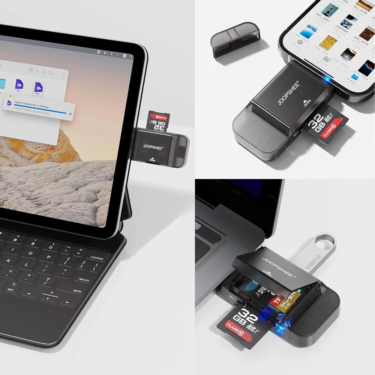 آداپتور کارت خوان 6 در 1 SD/TF با پورت USB A و Type C و اسلات های USB 3.0 برای کارت های حافظه Micro SD/SDHC/SDXC/MMC، سازگار با کامپیوتر، مک بوک، کروم بوک، تلفن اندروید، آی-فون آداپتور کارت خوان 6 در 1 SD/TF با پورت USB A و Type C و اسلات های USB 3.0 برای کارت های حافظه Micro SD/SDHC/SDXC/MMC، سازگار با کامپیوتر، مک بوک، کروم بوک، تلفن اندروید، آی-فون