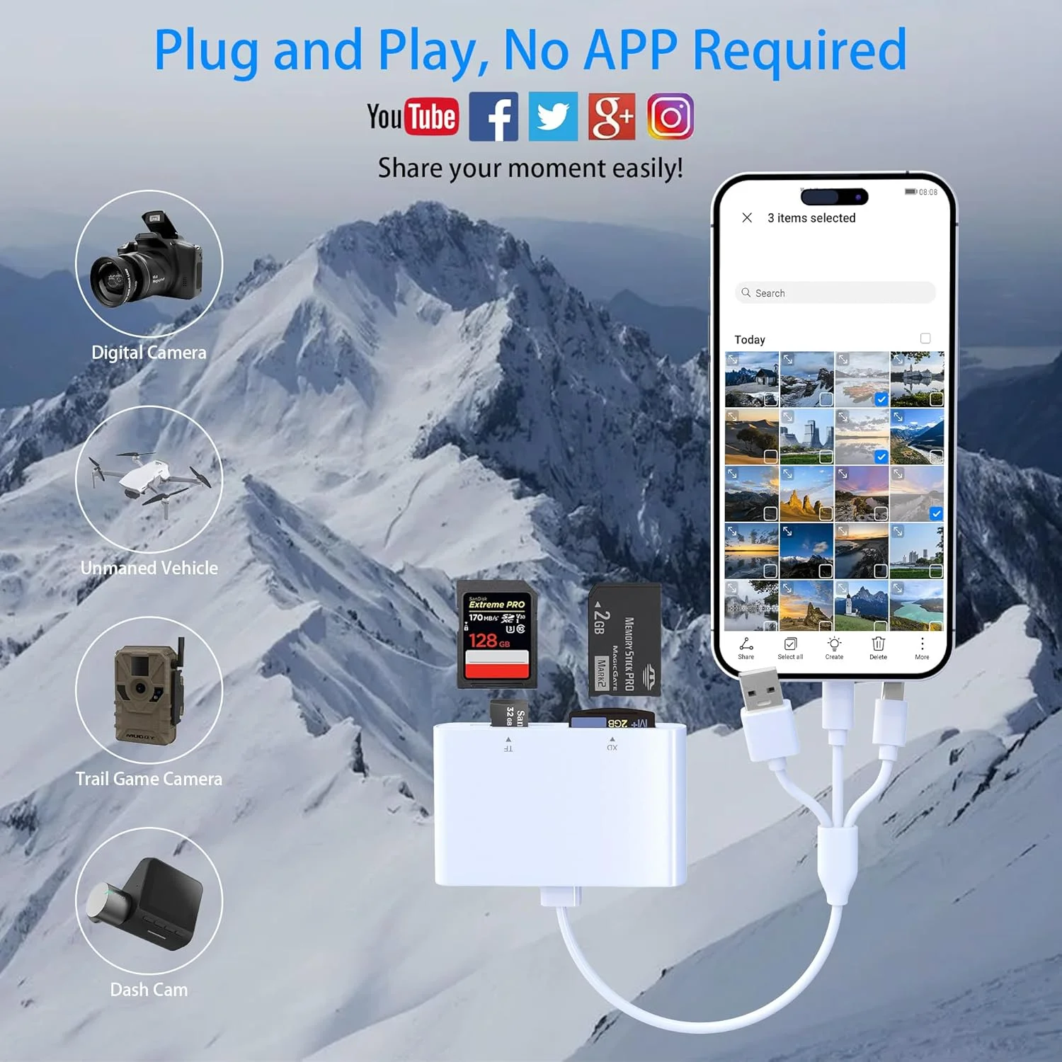 آداپتور کارت حافظه پرو Duo برای آیفون/اندروید/کامپیوتر، کارت خوان 4 در 1 SD/TF/MS/XD با کانکتور لایتنینگ/USB/USB-C، کارت خوان پرو Duo برای اتصال و استفاده آسان آداپتور کارت حافظه پرو Duo برای آیفون/اندروید/کامپیوتر، کارت خوان 4 در 1 SD/TF/MS/XD با کانکتور لایتنینگ/USB/USB-C، کارت خوان پرو Duo برای اتصال و استفاده آسان