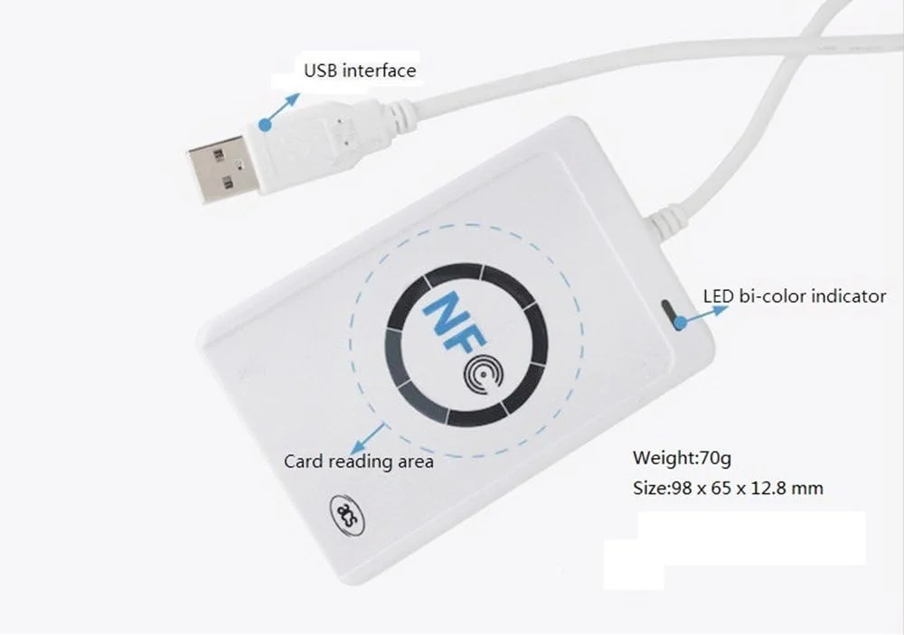 دستگاه کارتخوان NFC ACR122U بدون تماس IC کارت / USB + SDK + کارت IC دستگاه کارتخوان NFC ACR122U بدون تماس IC کارت / USB + SDK + کارت IC