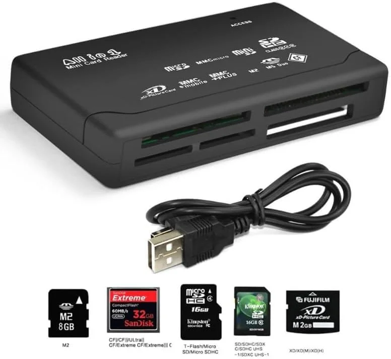کارت خوان/نویسنده چندکاره USB 2.0 با 6 اسلات - کارت خوان/نویسنده قابل حمل با قابلیت اتصال آسان و سازگار با اکثر سیستم عامل ها و کارت های حافظه (غیر از کارت حافظه سونی) کارت های Micro SD، شامل کابل USB کارت خوان/نویسنده چندکاره USB 2.0 با 6 اسلات - کارت خوان/نویسنده قابل حمل با قابلیت اتصال آسان و سازگار با اکثر سیستم عامل ها و کارت های حافظه (غیر از کارت حافظه سونی) کارت های Micro SD، شامل کابل USB