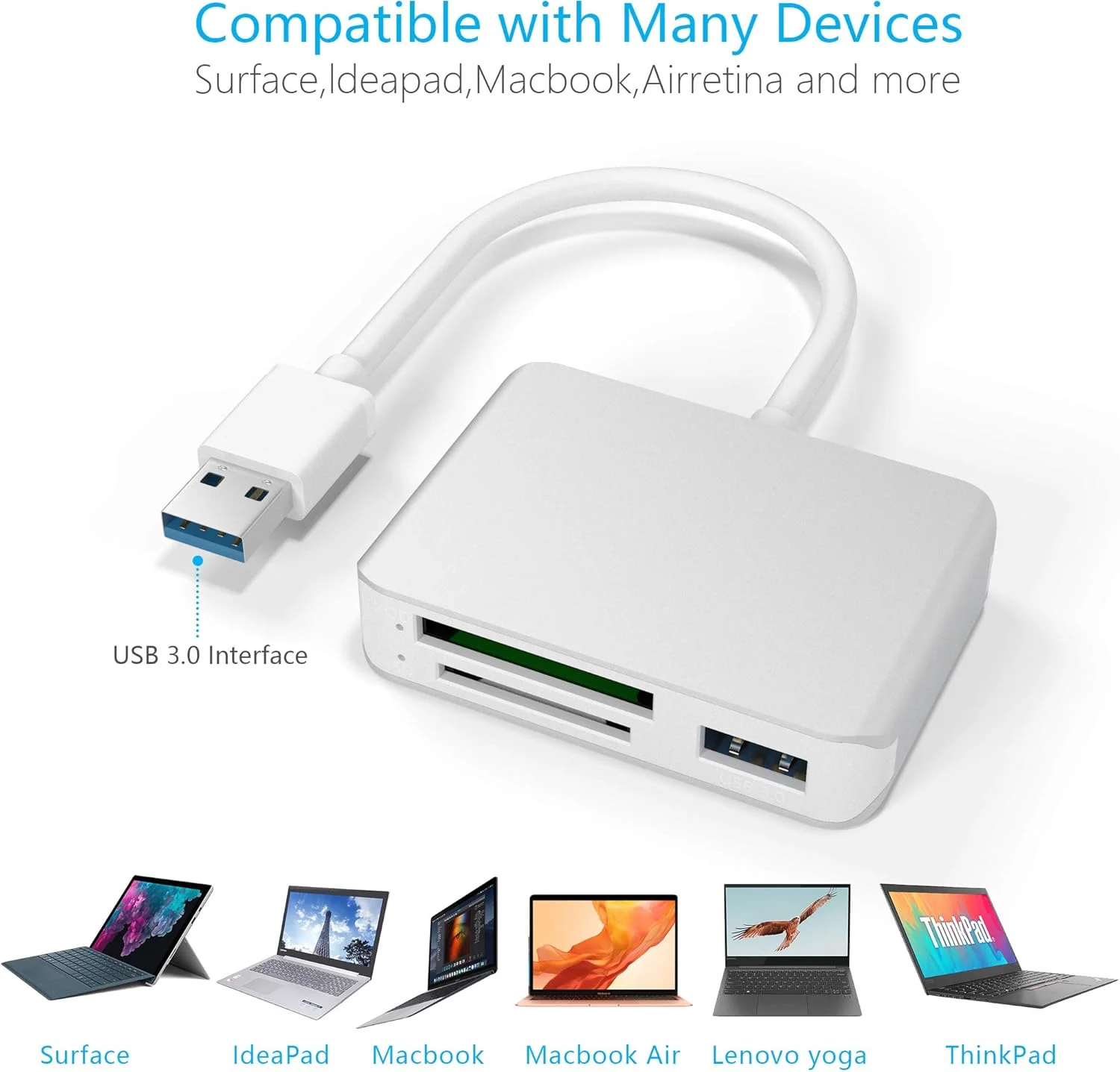 کارت خوان ارتقا یافته XQD USB 3.0 SD(HC/XC) TF با سرعت بالای USB3.0x2 تا 5 گیگابیت بر ثانیه، سازگار با کارت های XQD و TF/SD/SDHC سری Sony G&M، برای ویندوز/مک کارت خوان ارتقا یافته XQD USB 3.0 SD(HC/XC) TF با سرعت بالای USB3.0x2 تا 5 گیگابیت بر ثانیه، سازگار با کارت های XQD و TF/SD/SDHC سری Sony G&M، برای ویندوز/مک