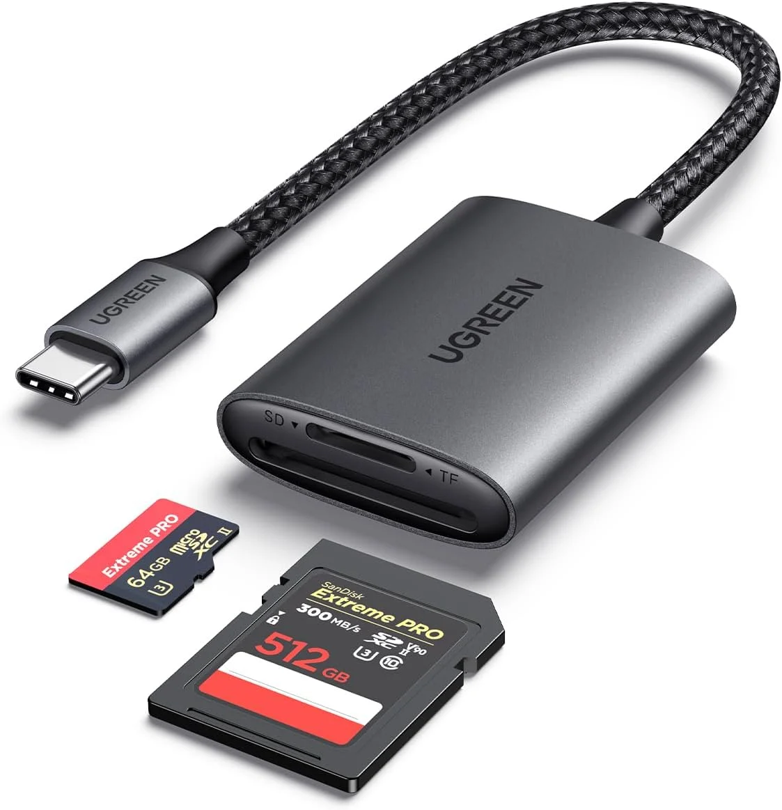 کارت خوان USB C به SD 4.0 یوگرین، کارت خوان حافظه میکرو SD با سرعت بالا برای کارت های SD میکرو SD SDXC SDHC UHS-II و UHS-I برای آیفون 16/15 پرو مکس، مک بوک، لپ تاپ، تبلت، تلفن هوشمند اندروید