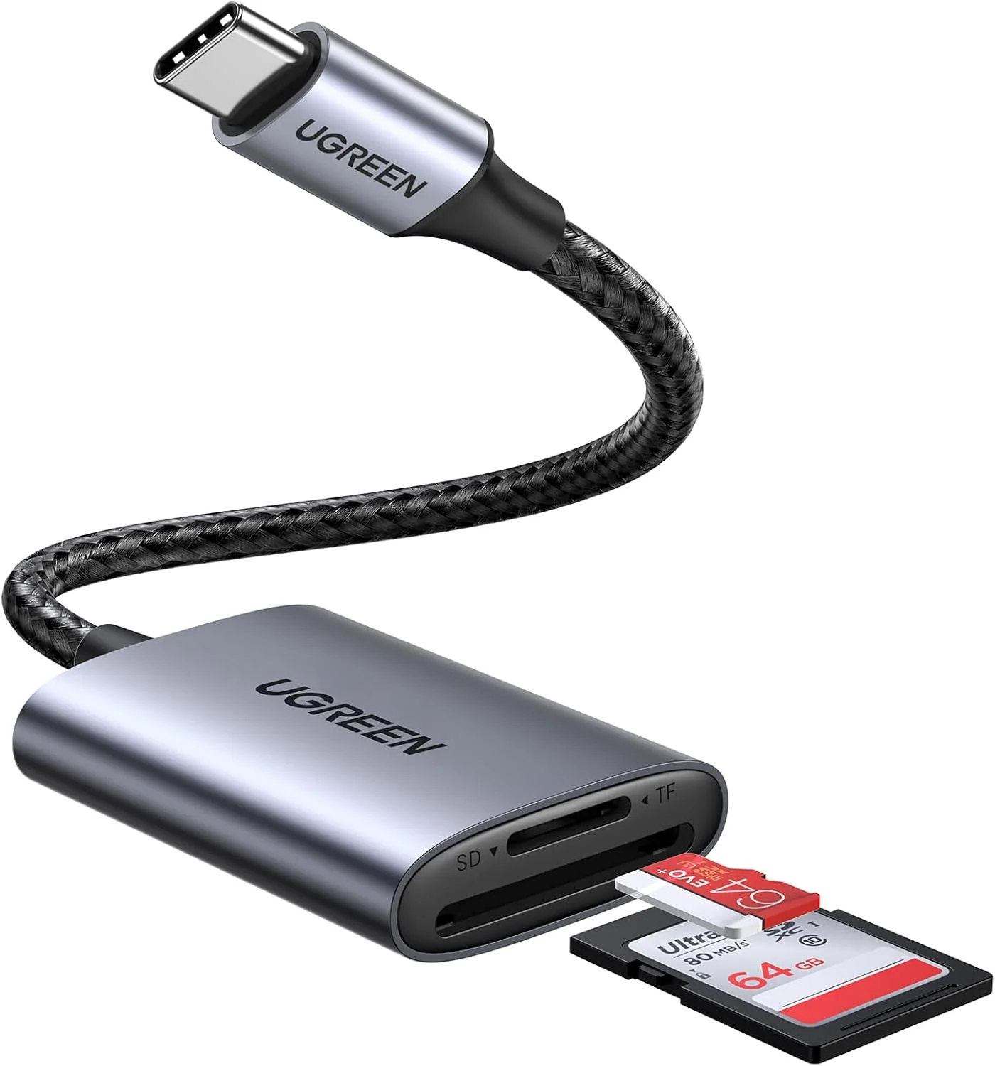 کارت خوان USB C به SD UGREEN، کارت خوان حافظه میکرو SD دو در یک برای TF SD میکرو SD SDXC SDHC، کارت خوان USB SD نوع C سازگار با آیفون 17 16، سامسونگ گلکسی، مک بوک، آیپد، دوربین بازی