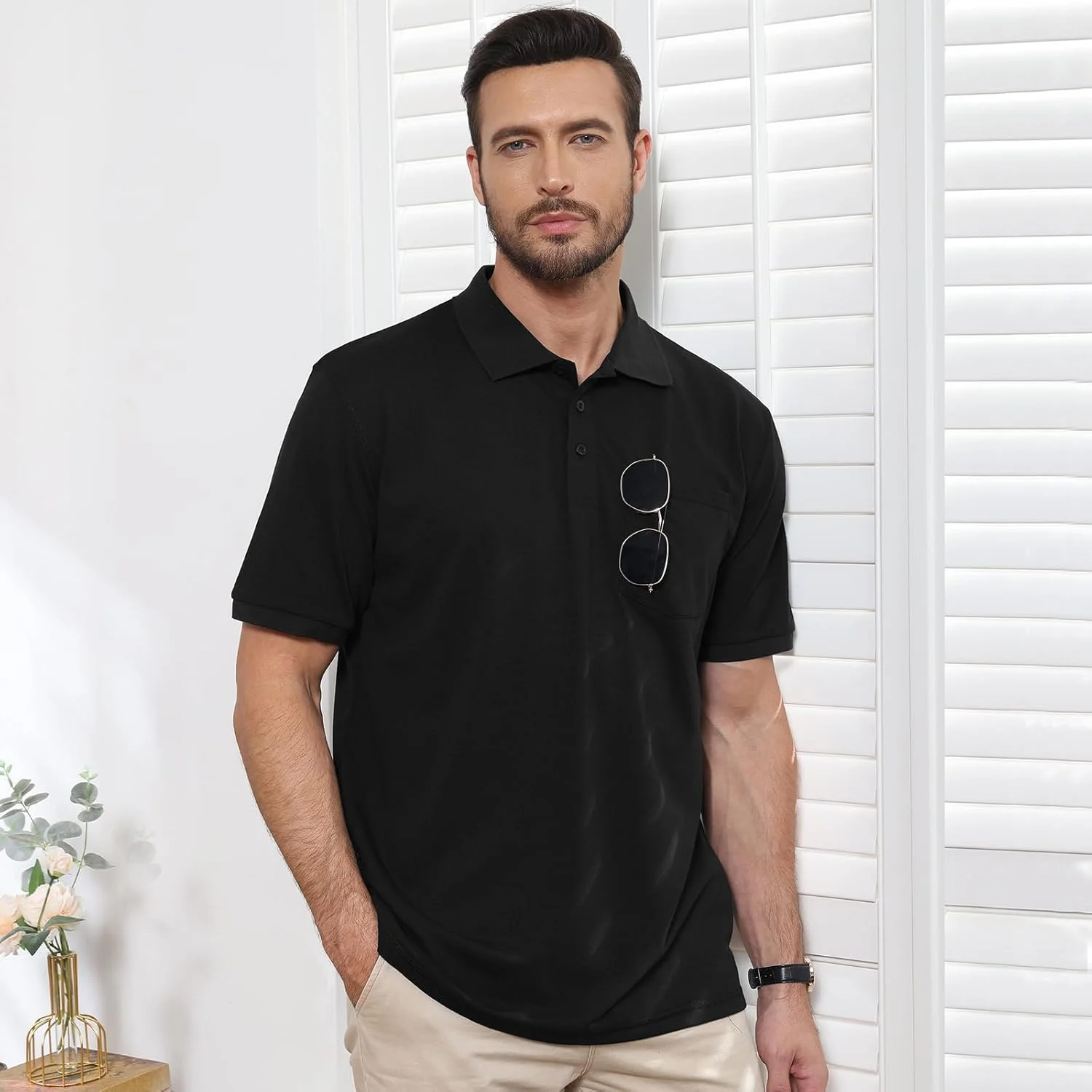پولوشرت آستین کوتاه مردانه تی هین، سایز بزرگ و قد بلند، با قابلیت جذب رطوبت و عملکرد ورزشی به همراه جیب