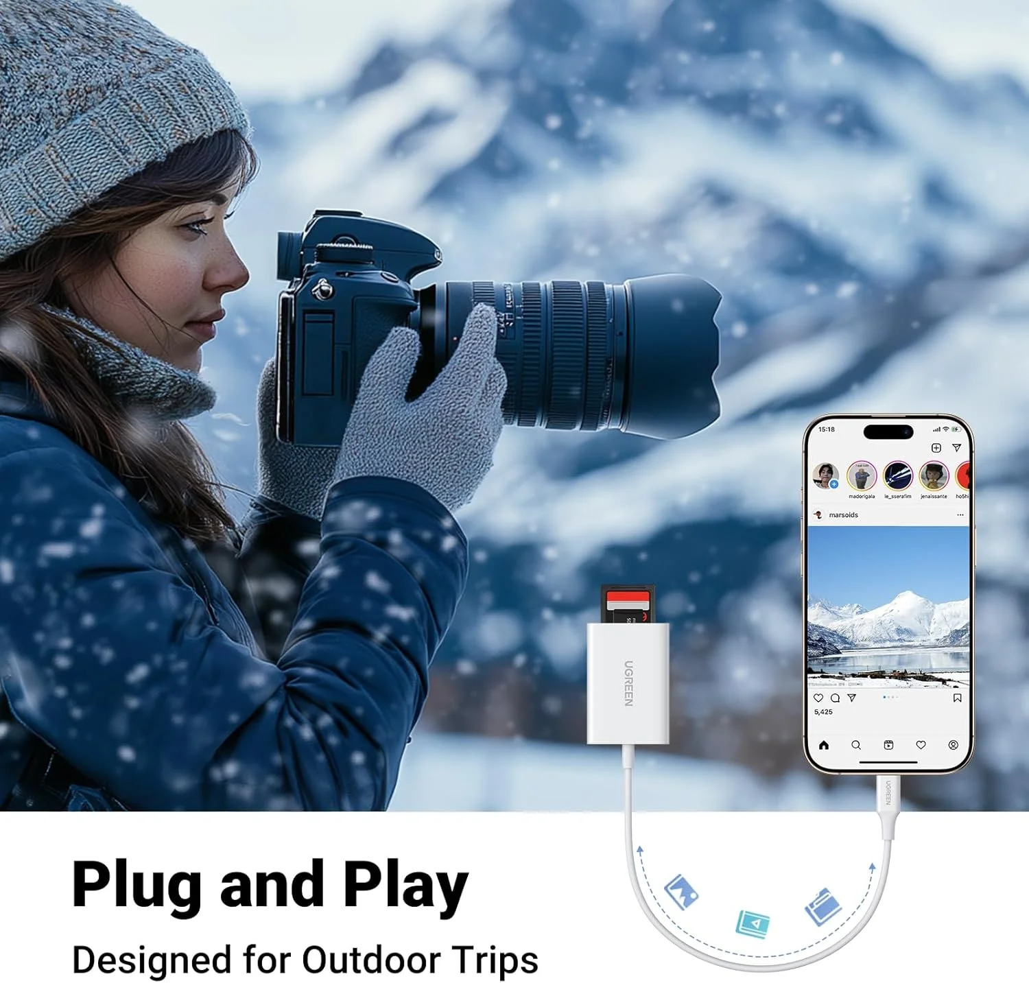 کارت خوان USB C به SD UGREEN، آداپتور کارت خوان حافظه 2 در 1 USB C Micro SD سازگار با کارت SD/TF با سرعت بالا 170 مگابایت بر ثانیه برای آیفون 15 16 پرو مکس آیپد پرو مک بوک پرو/ایر سامسونگ سفید کارت خوان USB C به SD UGREEN، آداپتور کارت خوان حافظه 2 در 1 USB C Micro SD سازگار با کارت SD/TF با سرعت بالا 170 مگابایت بر ثانیه برای آیفون 15 16 پرو مکس آیپد پرو مک بوک پرو/ایر سامسونگ سفید