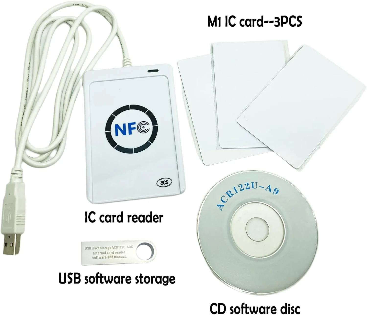 دستگاه کارتخوان NFC ACR122U بدون تماس IC کارت / USB + SDK + کارت IC دستگاه کارتخوان NFC ACR122U بدون تماس IC کارت / USB + SDK + کارت IC