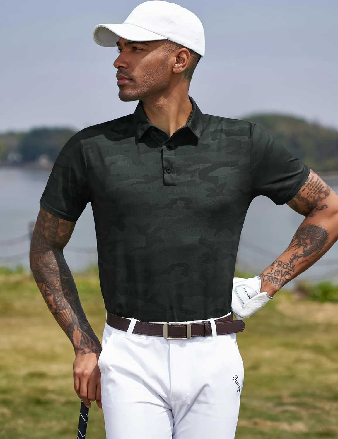 پولوشرت مردانه تاپولکو با طرح استتار، عملکرد ورزشی، سبک وزن، تنفس پذیر، مناسب گلف و استفاده روزمره