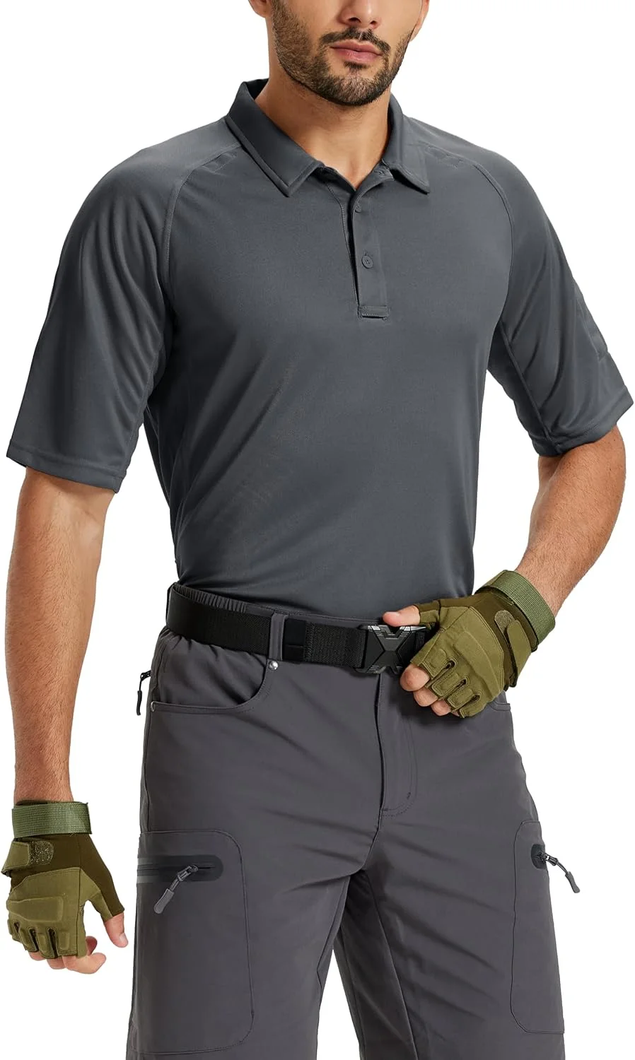 پولوشرت آستین کوتاه مردانه تاکواسن، مناسب گلف، با قابلیت خشک شدن سریع و محافظت از اشعه ماوراء بنفش 50+، مناسب برای پیاده روی و فعالیت های تاکتیکی