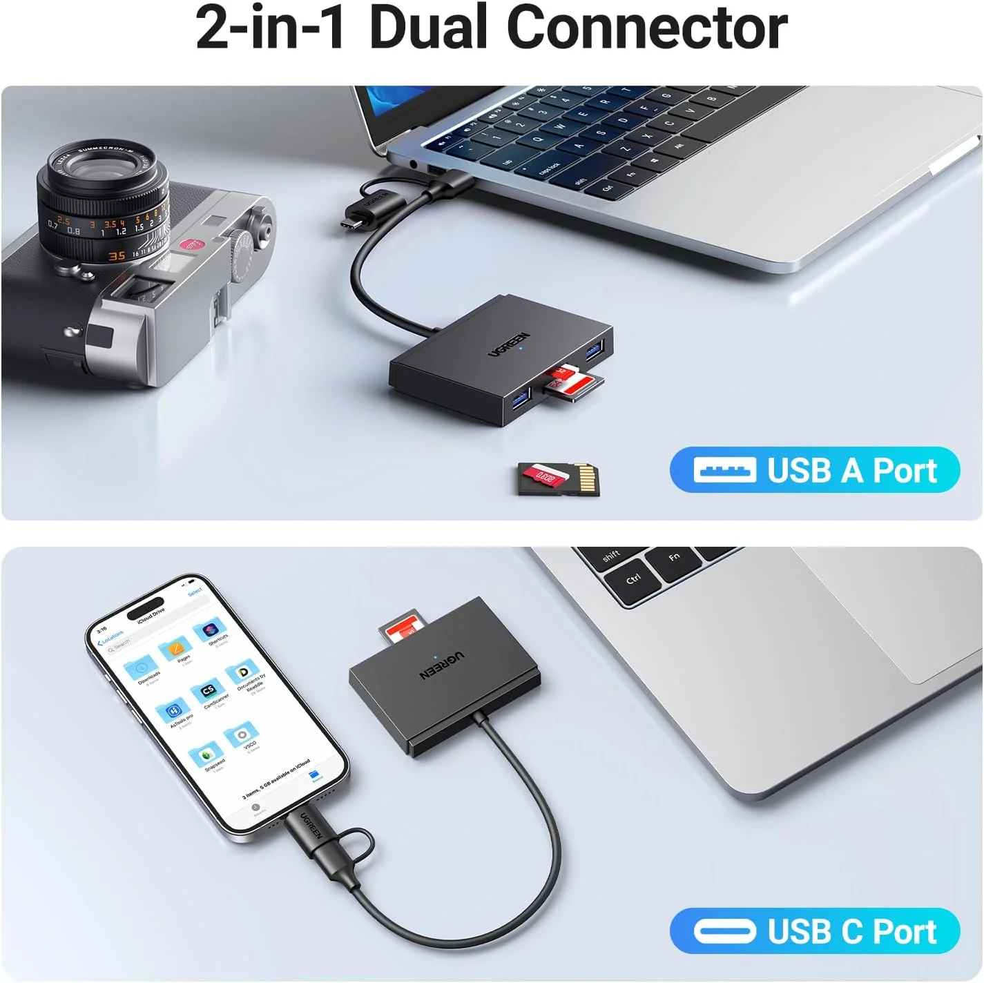 کارت خوان SD یوگرین، کارت خوان USB C USB 3.0 SD 4 در 1 آداپتور OTG کارت حافظه برای آیفون 16 15 آیپد پرو مک بوک پرو/ایر اندروید کامپیوتر لپ تاپ سازگار با 170 مگابایت بر ثانیه SD/Micro SD کارت خوان SD یوگرین، کارت خوان USB C USB 3.0 SD 4 در 1 آداپتور OTG کارت حافظه برای آیفون 16 15 آیپد پرو مک بوک پرو/ایر اندروید کامپیوتر لپ تاپ سازگار با 170 مگابایت بر ثانیه SD/Micro SD