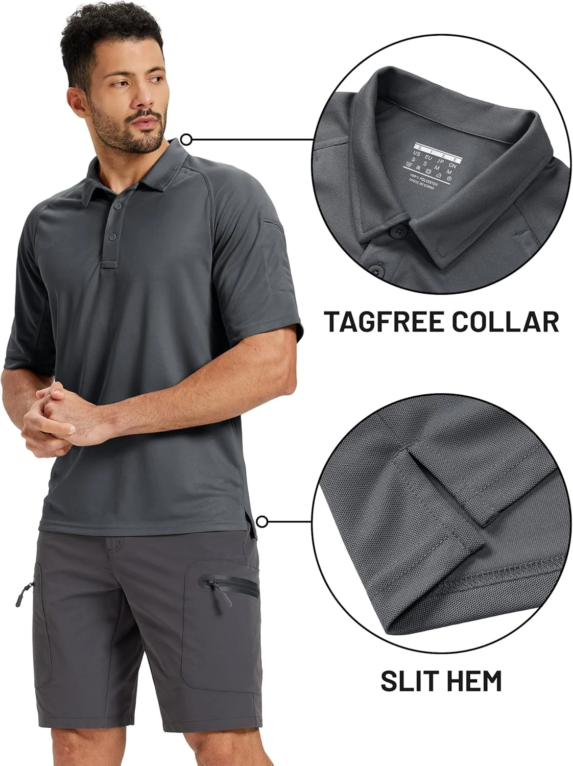 پولوشرت آستین کوتاه مردانه تاکواسن، مناسب گلف، با قابلیت خشک شدن سریع و محافظت از اشعه ماوراء بنفش 50+، مناسب برای پیاده روی و فعالیت های تاکتیکی