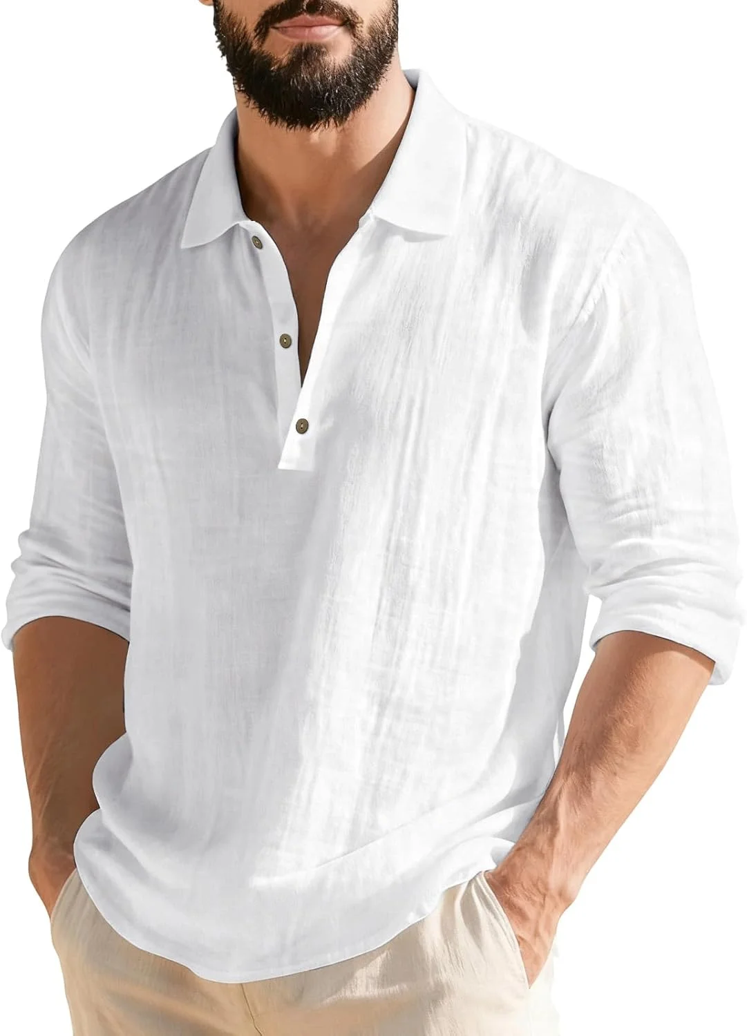 پولوشرت آستین بلند مردانه، مناسب یوگا، تیشرت های ساحلی کژوال تابستانی