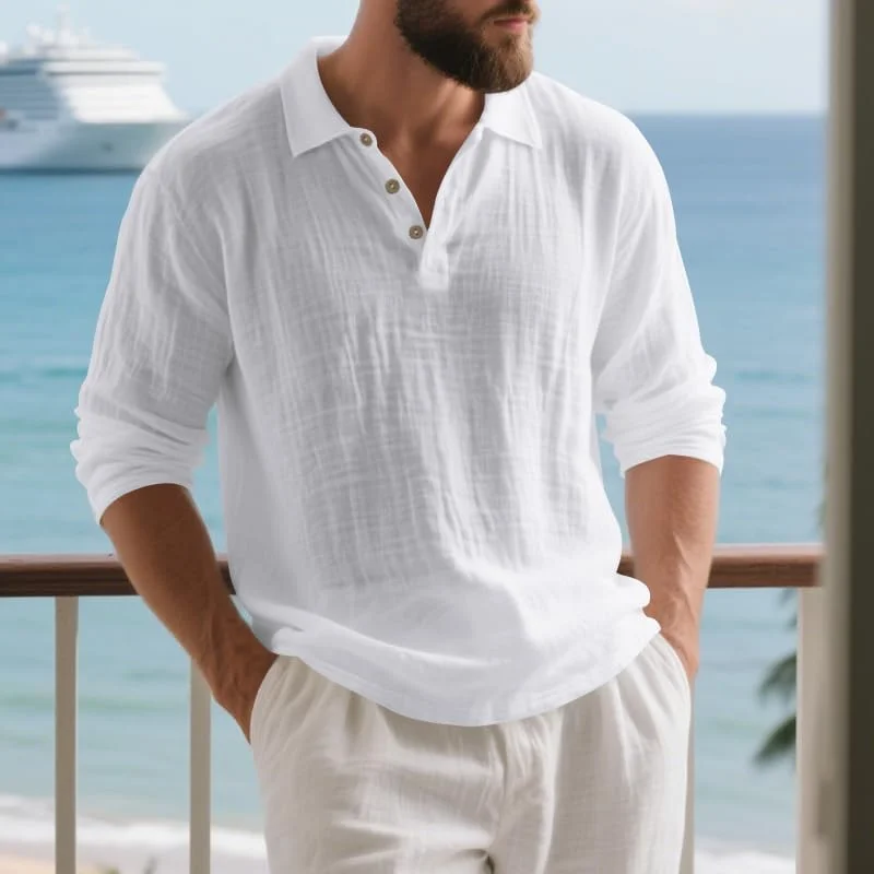 پولوشرت آستین بلند مردانه، مناسب یوگا، تیشرت های ساحلی کژوال تابستانی