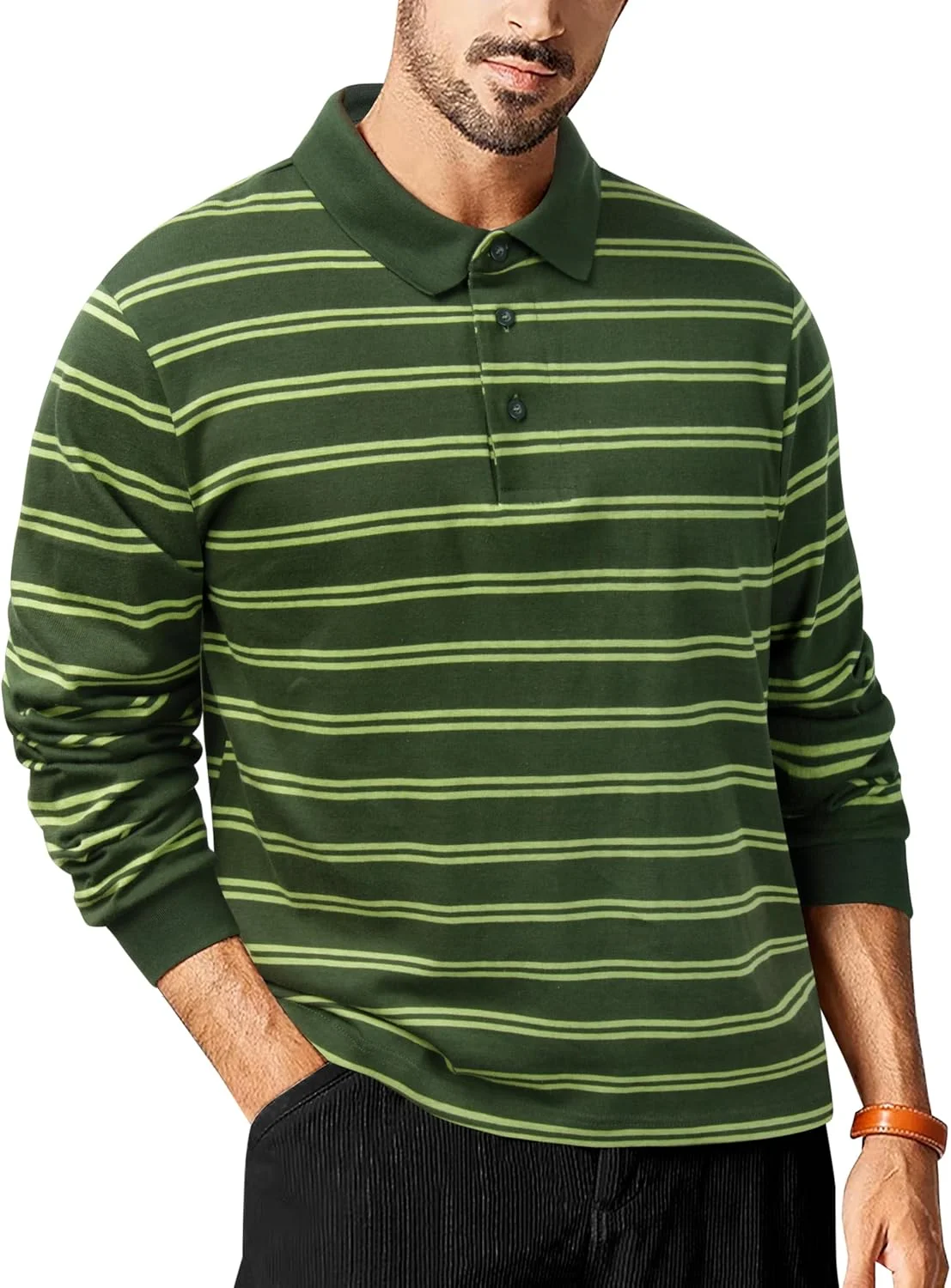 پولوشرت مردانه تاپولکو، طرح راه راه، آستین بلند و کوتاه، یقه دار، مناسب استفاده روزمره و فعالیت های ورزشی