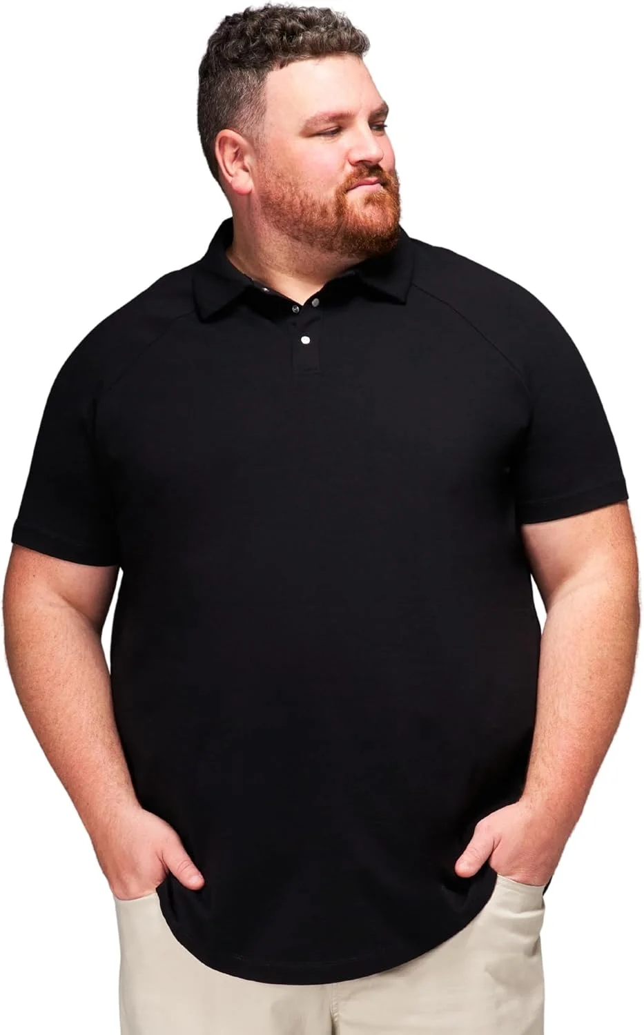 پولوشرت مردانه سایز بزرگ و قد بلند – پولوشرت نخی کشی ممتاز مردانه با دکمه های فشاری فلزی