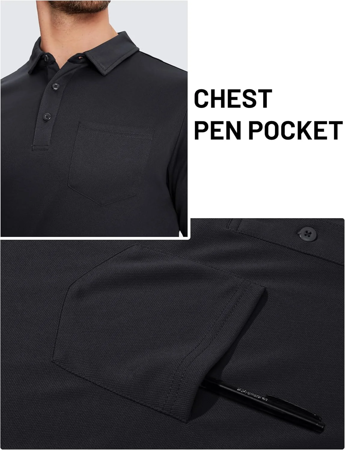 پولوشرت مردانه TACVASEN با جیب، آستین کوتاه، مناسب گلف، کار و ورزش
