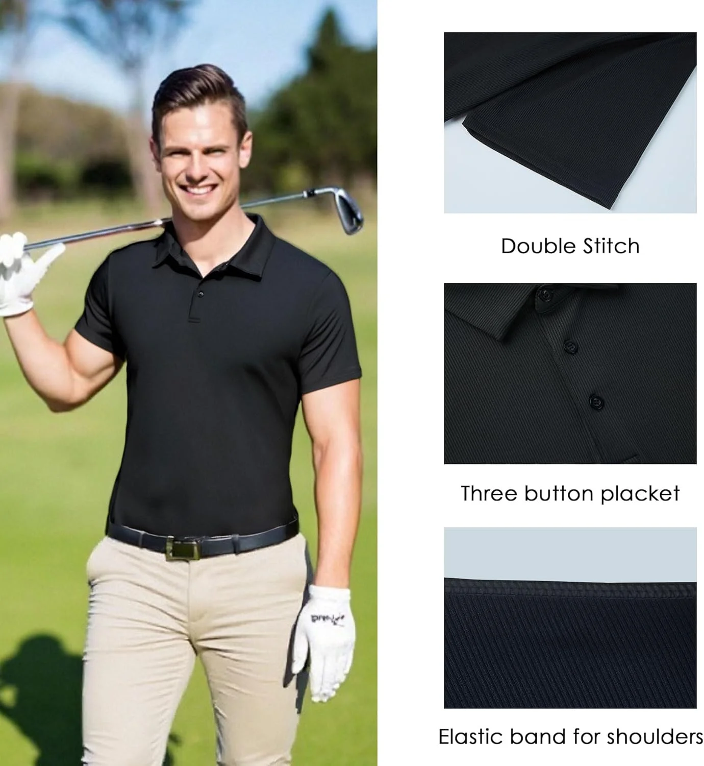 پولوشرت مردانه آستین کوتاه با قابلیت جذب رطوبت و خشک شدن سریع، مناسب کار، گلف و فعالیت های ورزشی