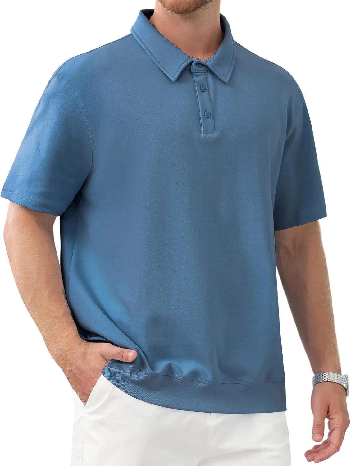 پولوشرت آستین کوتاه مردانه، یقه دار، دکمه دار، کشی و کلاسیک