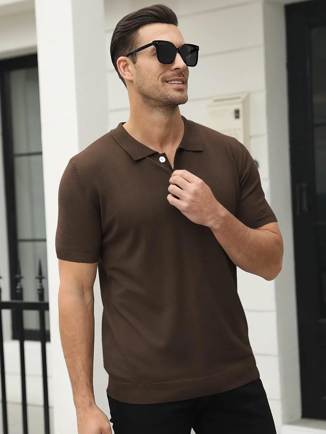 پولوشرت آستین کوتاه مردانه با بافت کشی و مدل کلاسیک