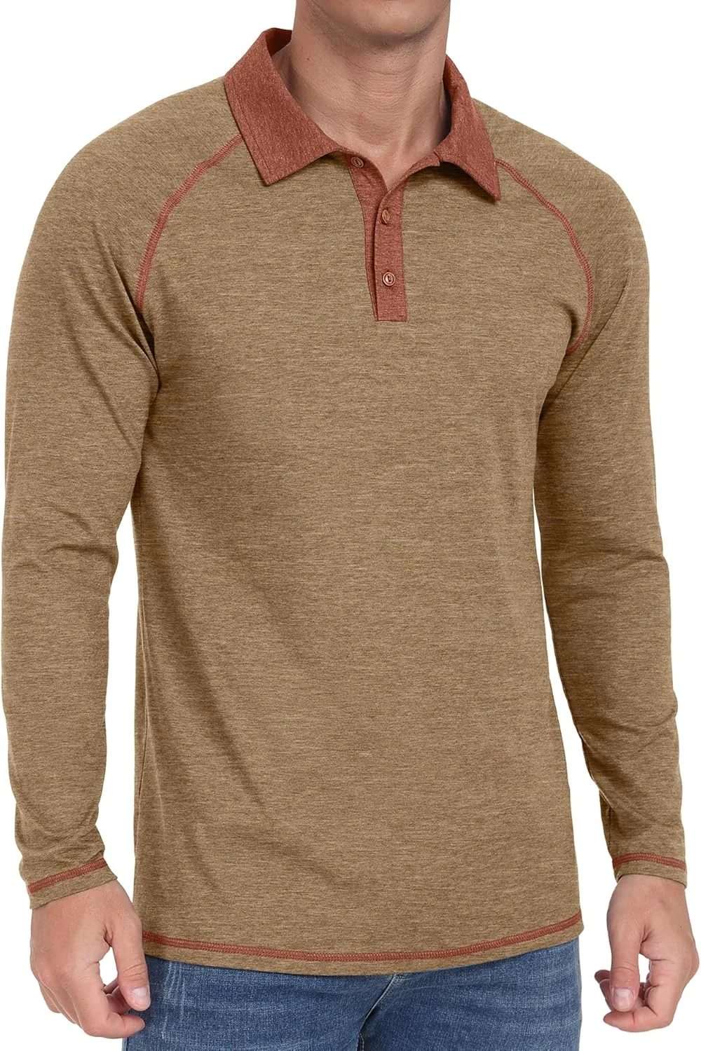 پیراهن پولو آستین بلند مردانه Sailwind، پنبه ای، مد روز، آستین رگلان، مناسب گلف