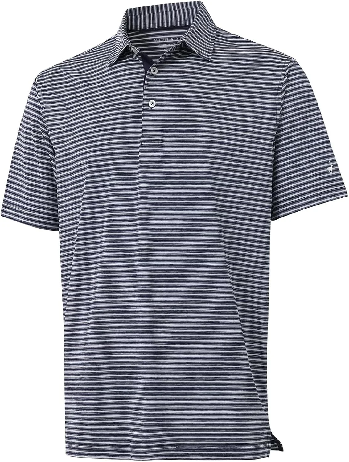 پولوشرت های گلف مردانه روئن، دارای قابلیت جذب رطوبت، سبک وزن، مناسب برای ورزش و دارای یقه راه راه