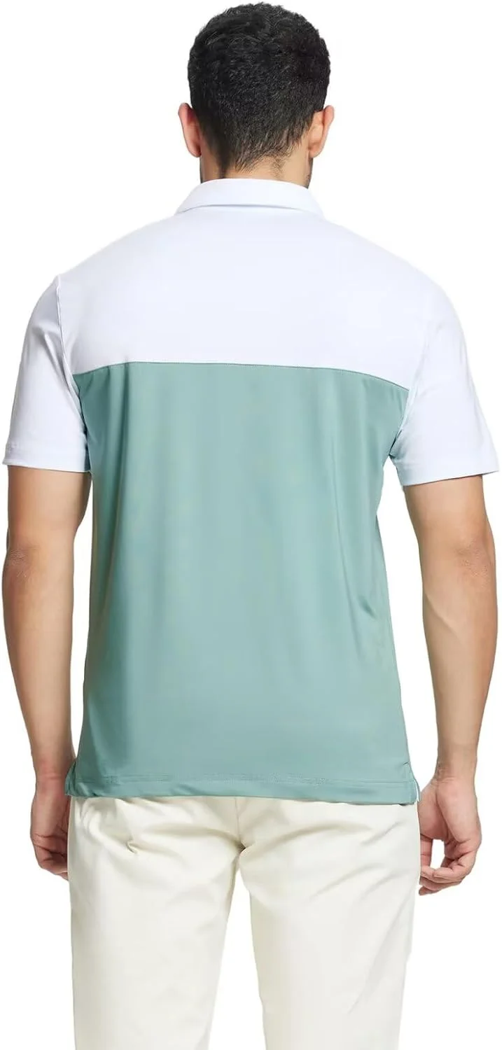 پولوشرت مردانه Rouen، خشک‌شونده سریع، فیت معمولی، طرح رنگی، چاپ روی سینه، آستین کوتاه یقه‌دار مناسب فعالیت و گلف