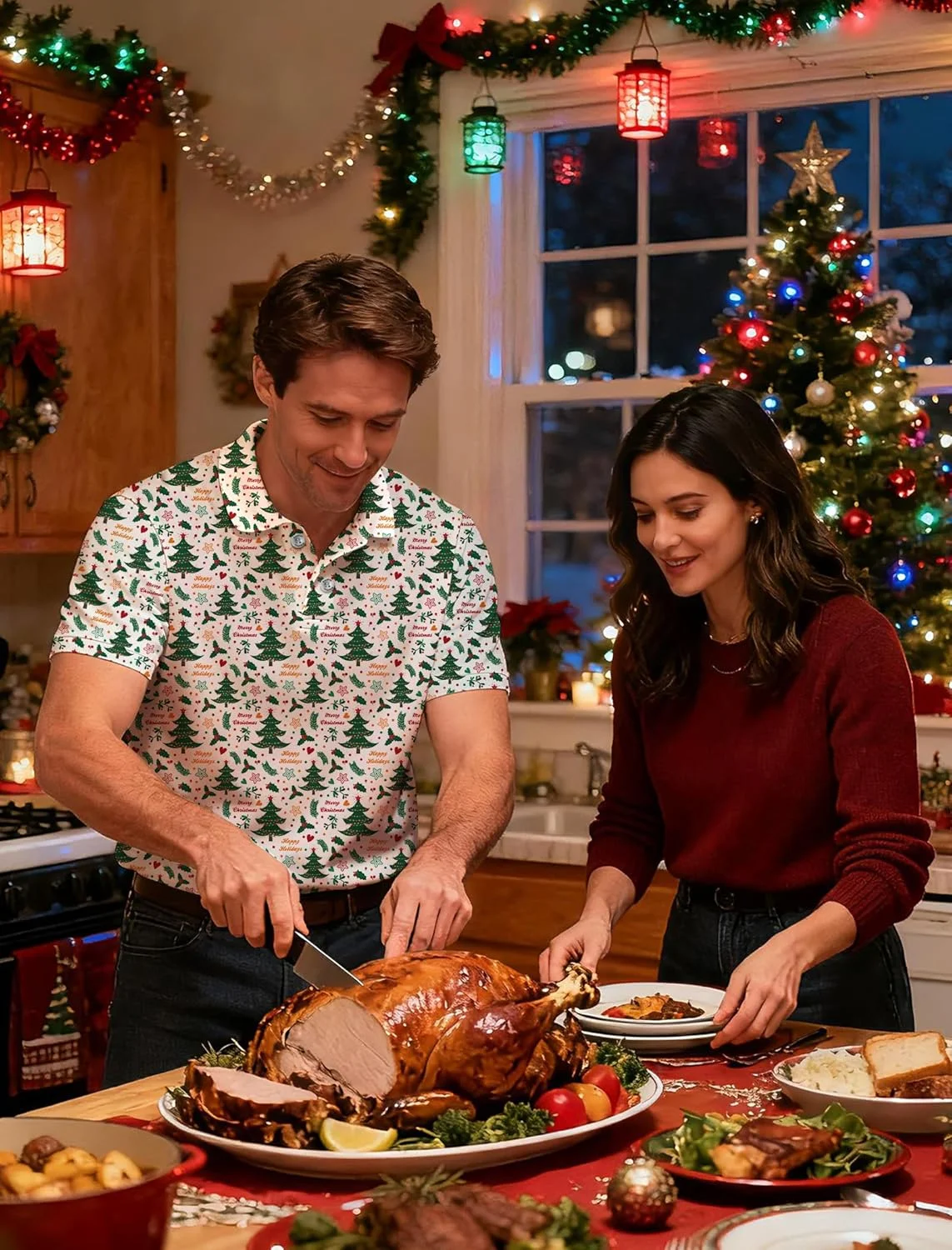 پولوشرت مردانه گلف با طرح هاوایی، پارچه با قابلیت جذب رطوبت و خشک شدن سریع، آستین کوتاه غیر رسمی