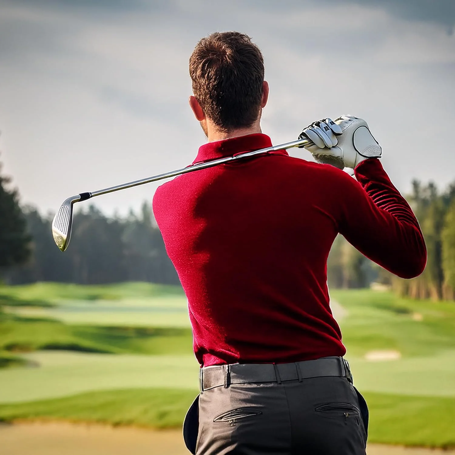 پولوشرت آستین بلند مردانه با پارچه ترکیبی پنبه ای، پیراهن گلف یقه دار با سه دکمه و محافظ لکه