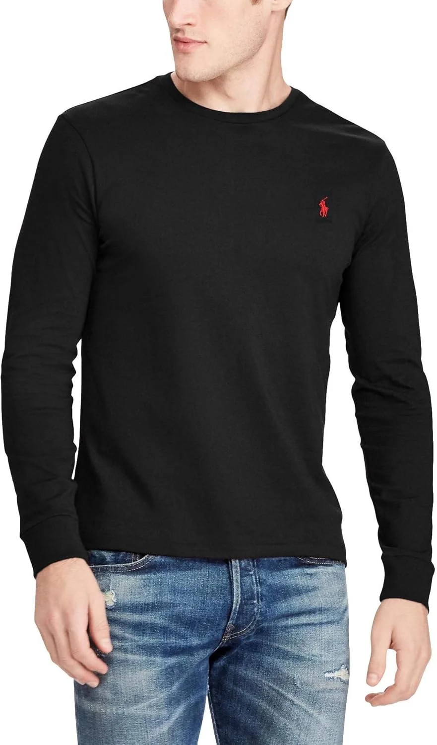 تی شرت آستین بلند یقه گرد مردانه پولو رالف لورن با لوگو