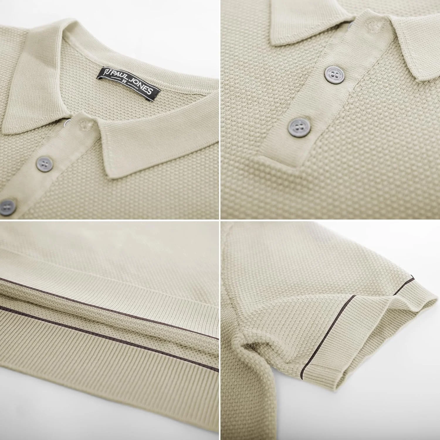 پولوشرت بافتنی مردانه پی جی پل جونز، آستین کوتاه، بافت دار، کشی، سایز معمولی