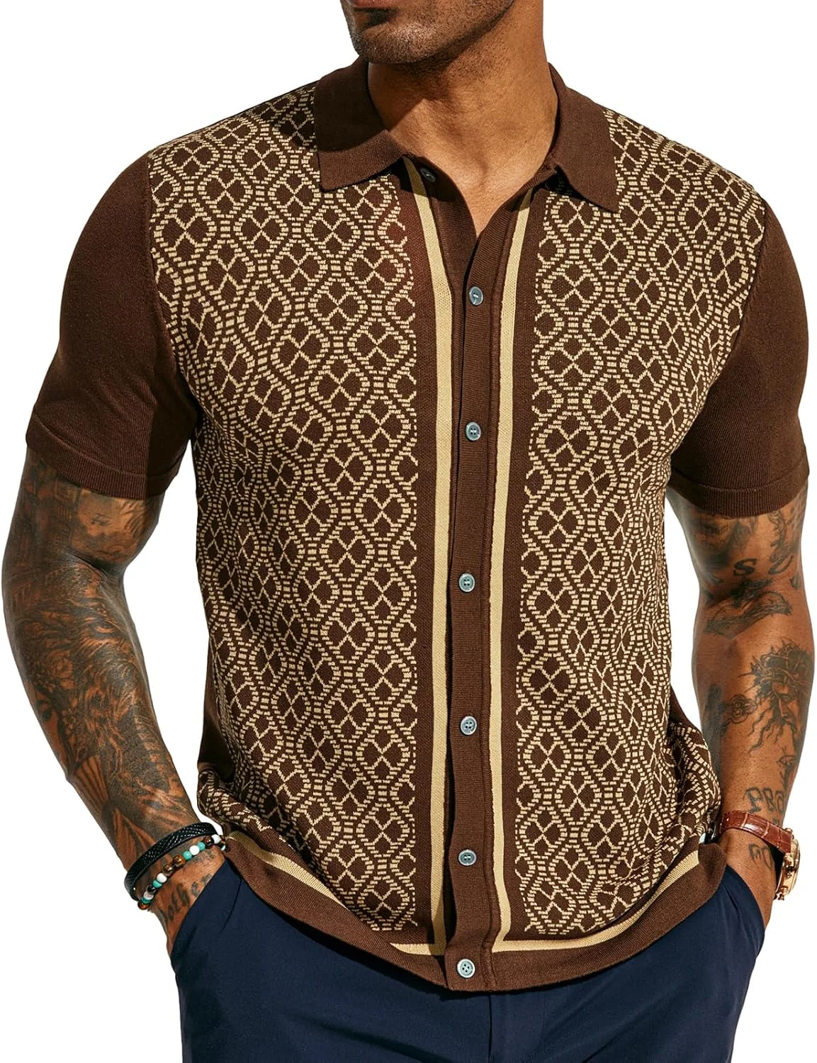 PJ PAUL JONES Men's Polo Shirts 70s Vintage Shirts Contrast Knitted Polo Shirts PJ PAUL JONES Men's Polo Shirts 70s Vintage Shirts Contrast Knitted Polo Shirts