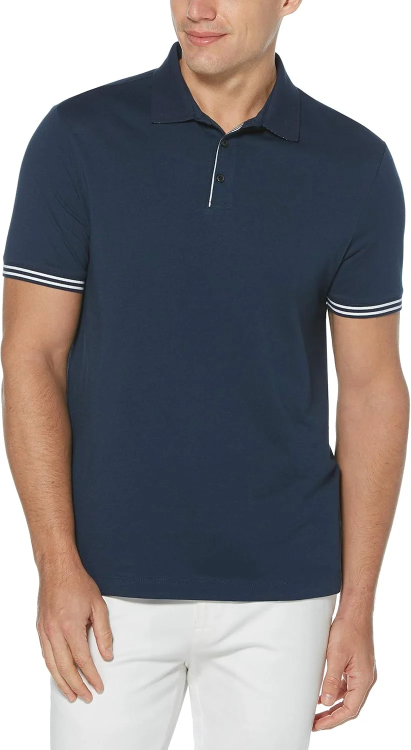 Perry Ellis Men's Icon Polo Shirt with Solid, Breathable, Moisture-Wicking Fabric (Sizes Small-5xl)