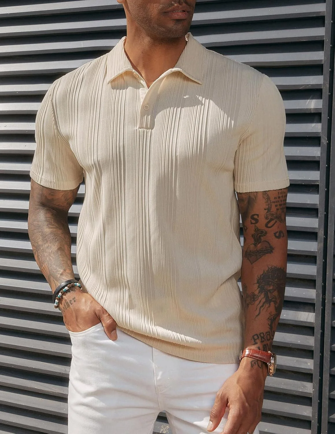 پی‌جی پاول جونز، پولوشرت بافت‌دار مردانه، فیت معمولی و کشی، مناسب گلف