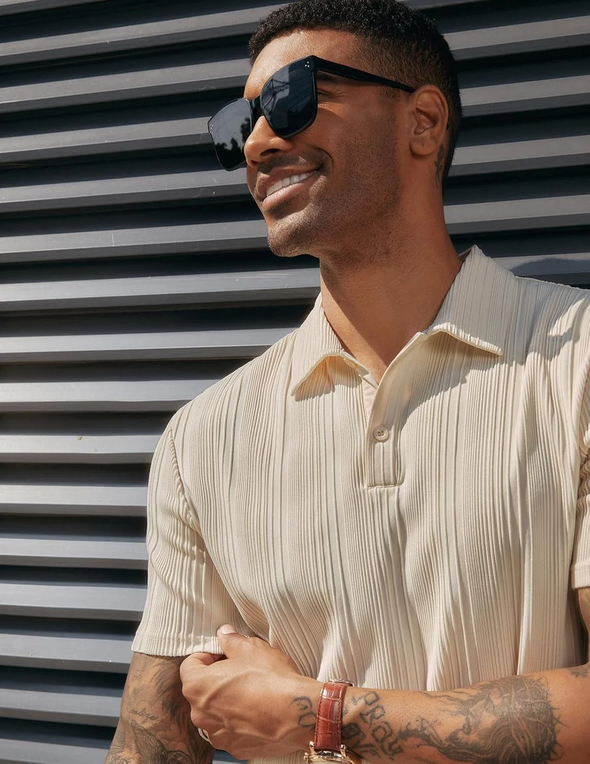 پی‌جی پاول جونز، پولوشرت بافت‌دار مردانه، فیت معمولی و کشی، مناسب گلف