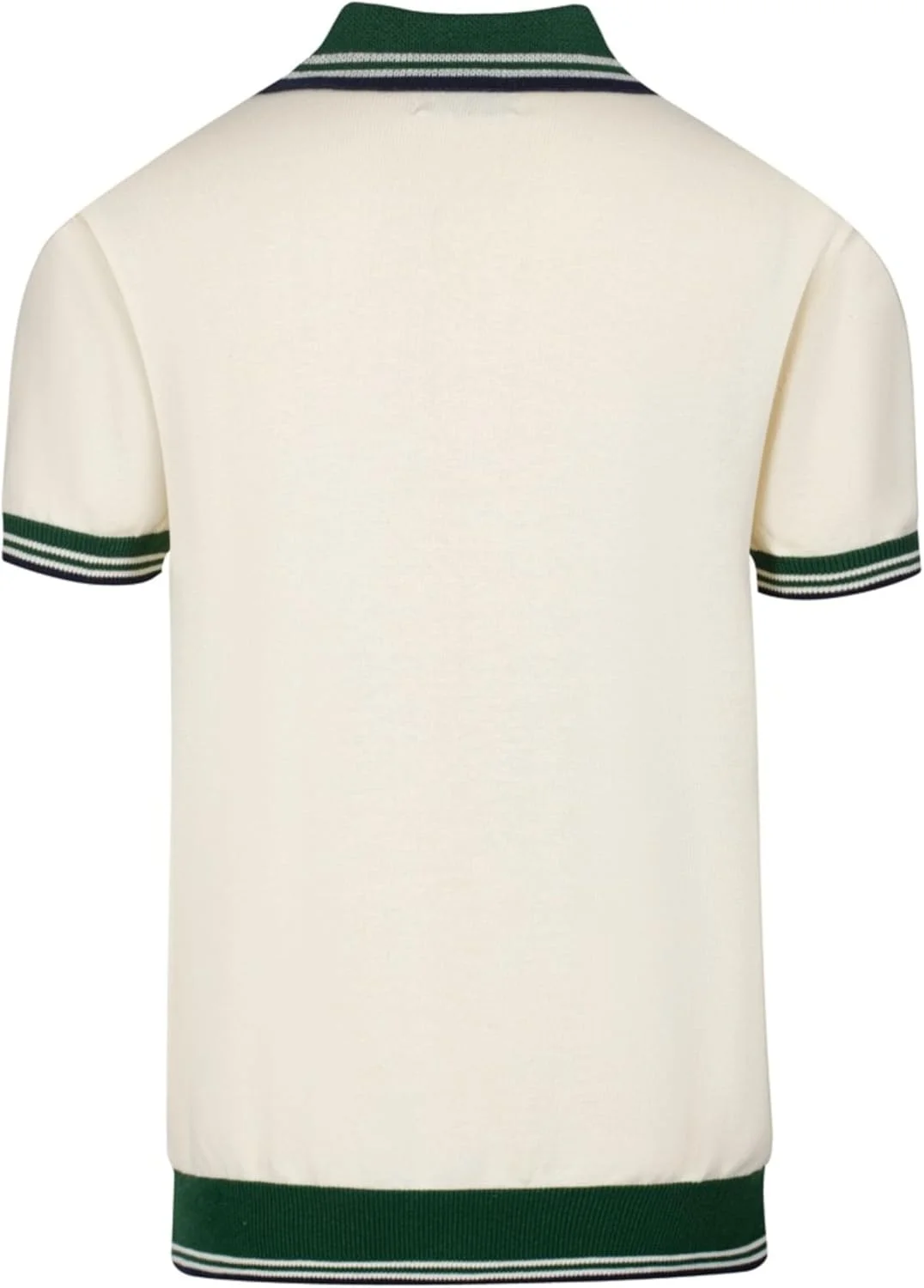 پیراهن پولو مردانه آستین کوتاه بافتنی سفید تابستانی با یقه سبز