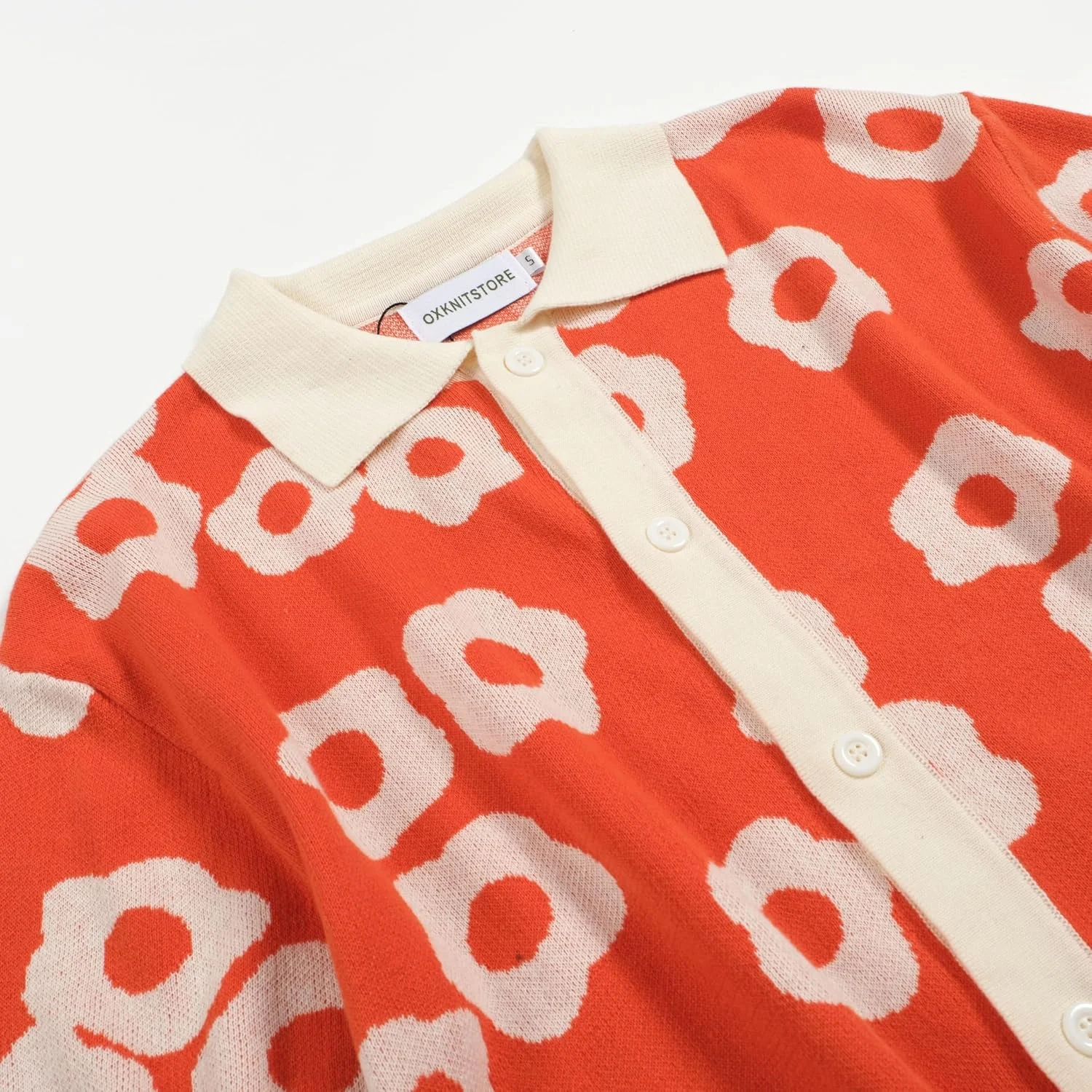 پولوشرت مردانه آستین کوتاه بافتنی طرح گل