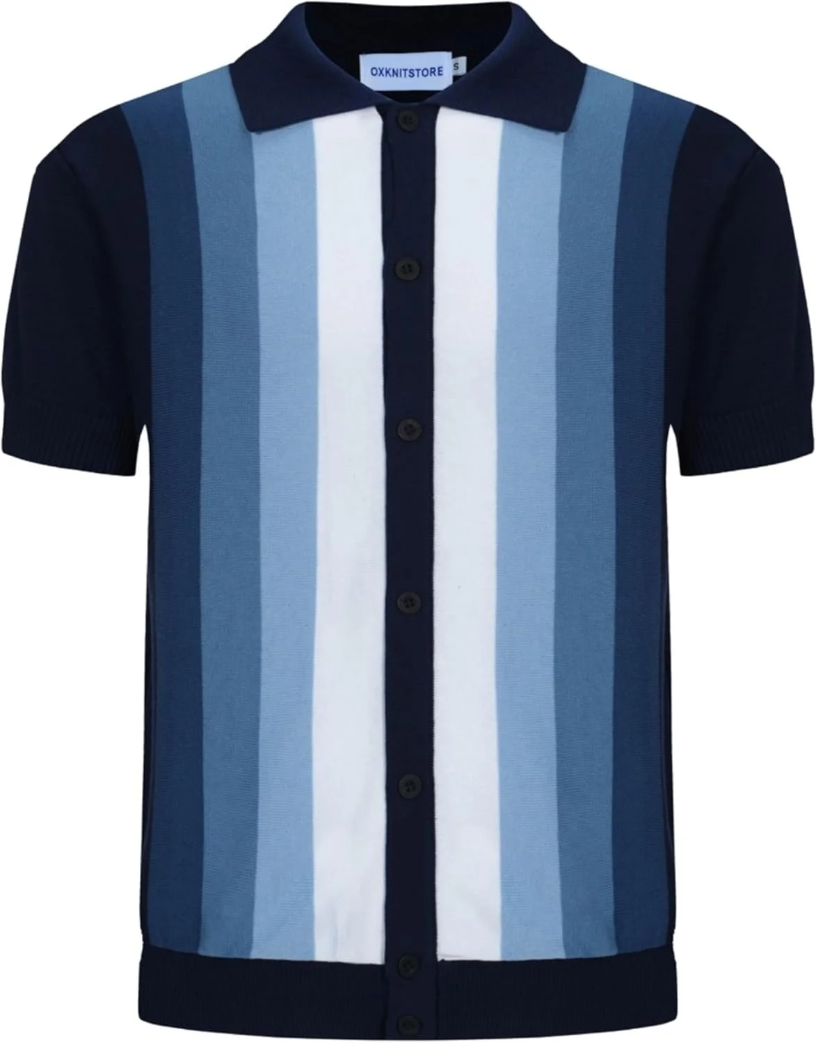 پولوشرت بافتنی مردانه OXKNIT، پولوشرت آستین کوتاه راه راه گرادیانی مردانه به سبک قدیمی