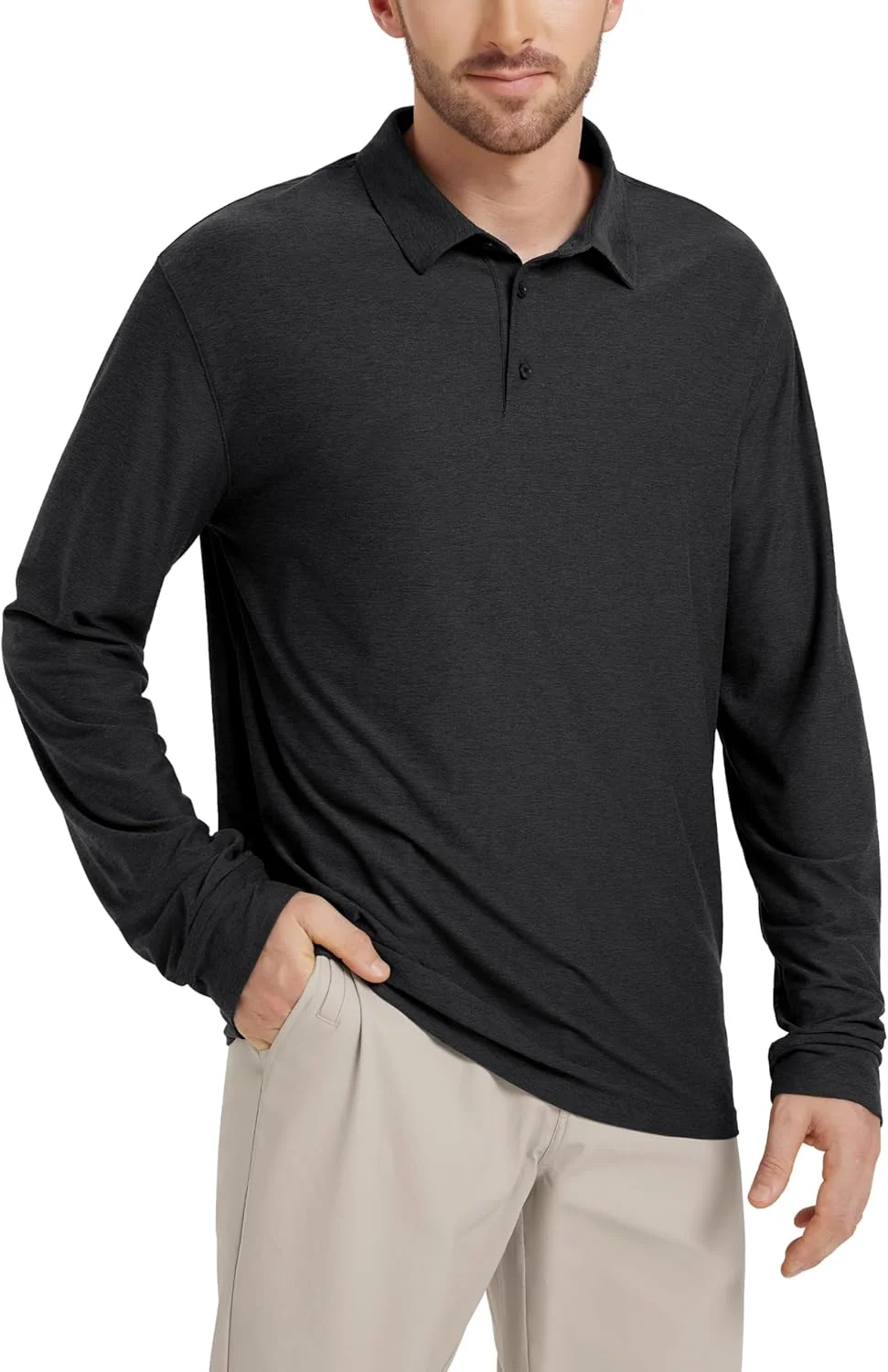 پولوشرت آستین بلند مردانه ODODOS - تیشرت گلف با تکنولوژی Stratum، فوق العاده نرم، رطوبت گیر، UPF 50+، مناسب استفاده روزمره پولوشرت آستین بلند مردانه ODODOS - تیشرت گلف با تکنولوژی Stratum، فوق العاده نرم، رطوبت گیر، UPF 50+، مناسب استفاده روزمره