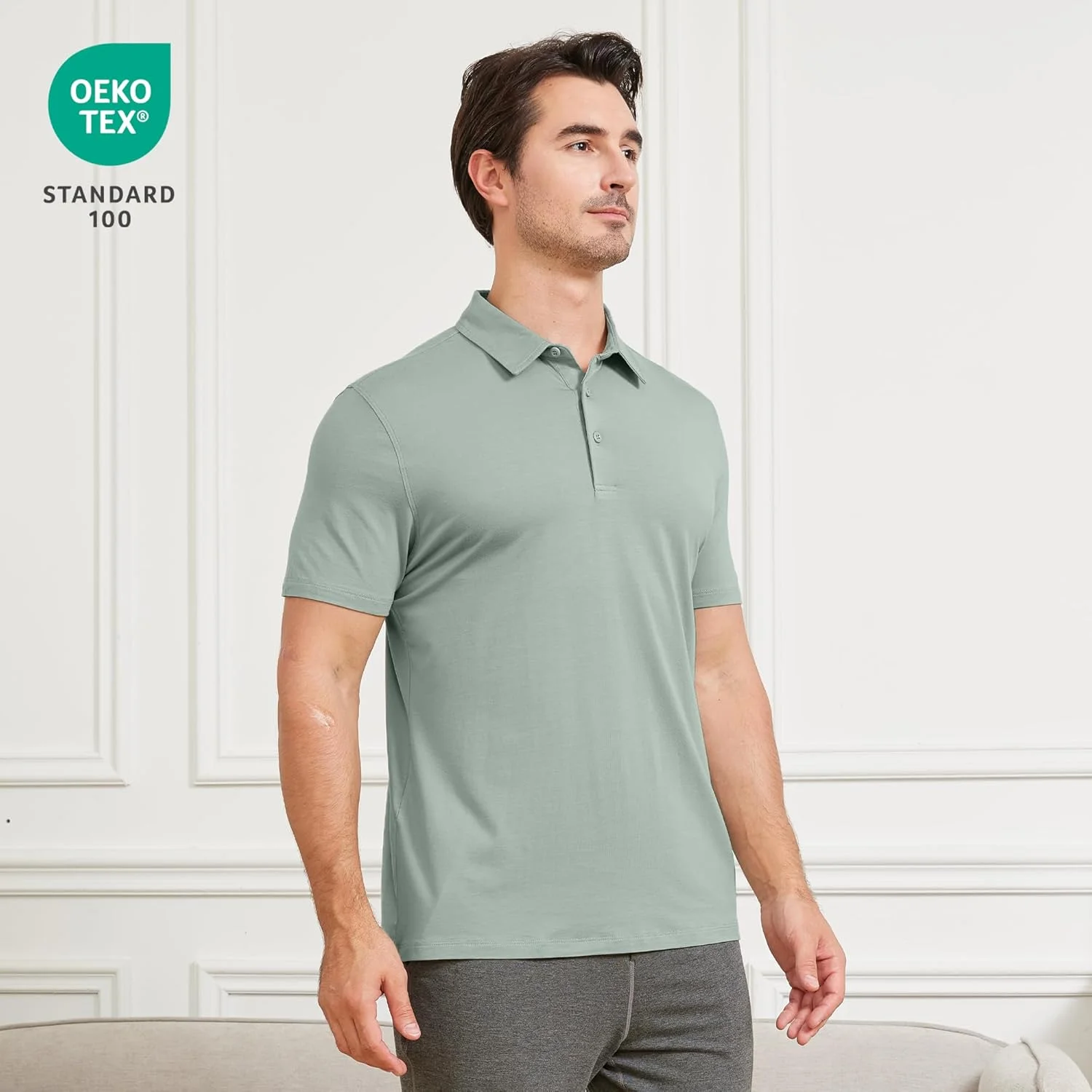 پولوشرت مردانه نت دراو، فوق العاده نرم، از جنس ویسکوز بامبو، خنک کننده، آستین کوتاه، یقه دار، مناسب گلف و استفاده روزمره