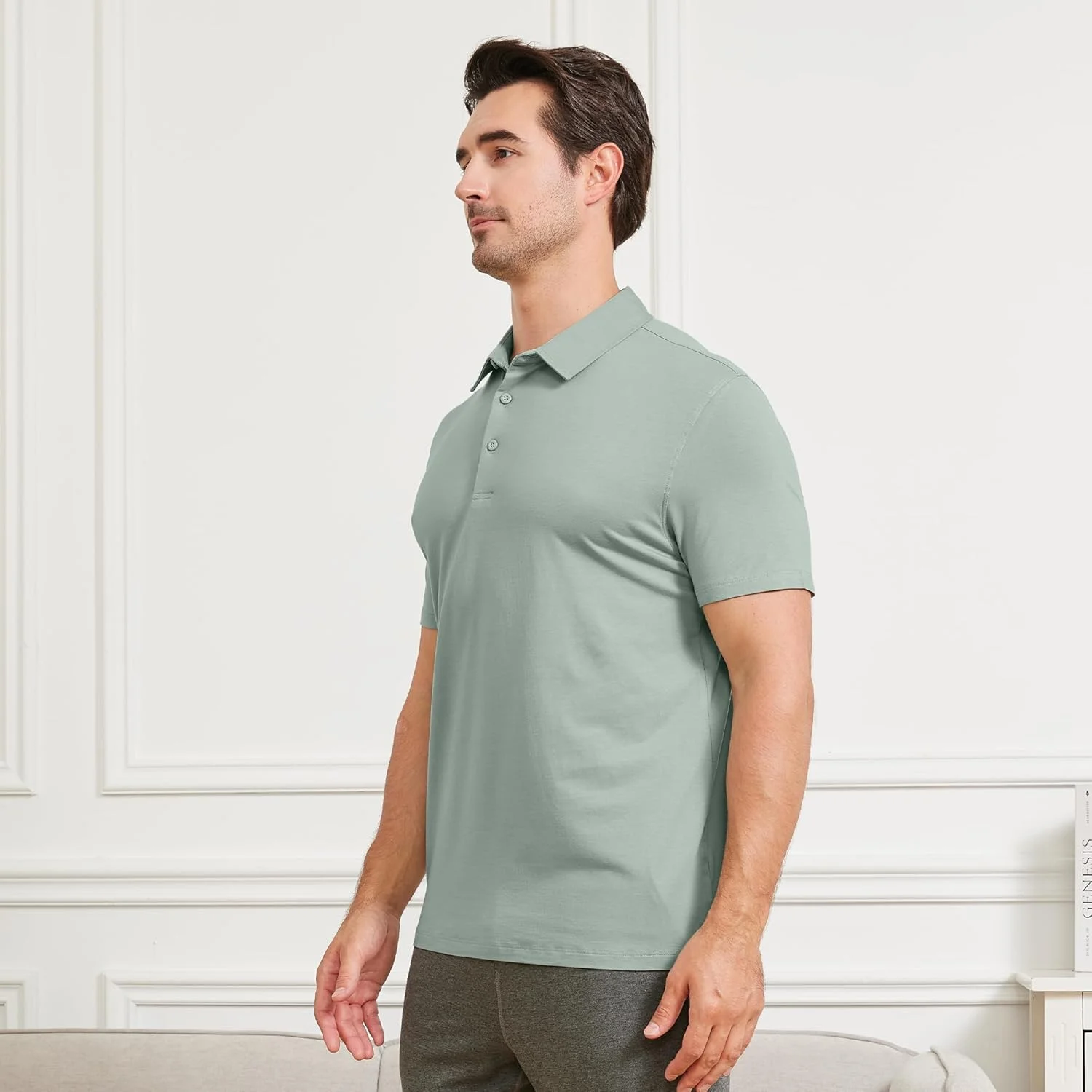 پولوشرت مردانه نت دراو، فوق العاده نرم، از جنس ویسکوز بامبو، خنک کننده، آستین کوتاه، یقه دار، مناسب گلف و استفاده روزمره